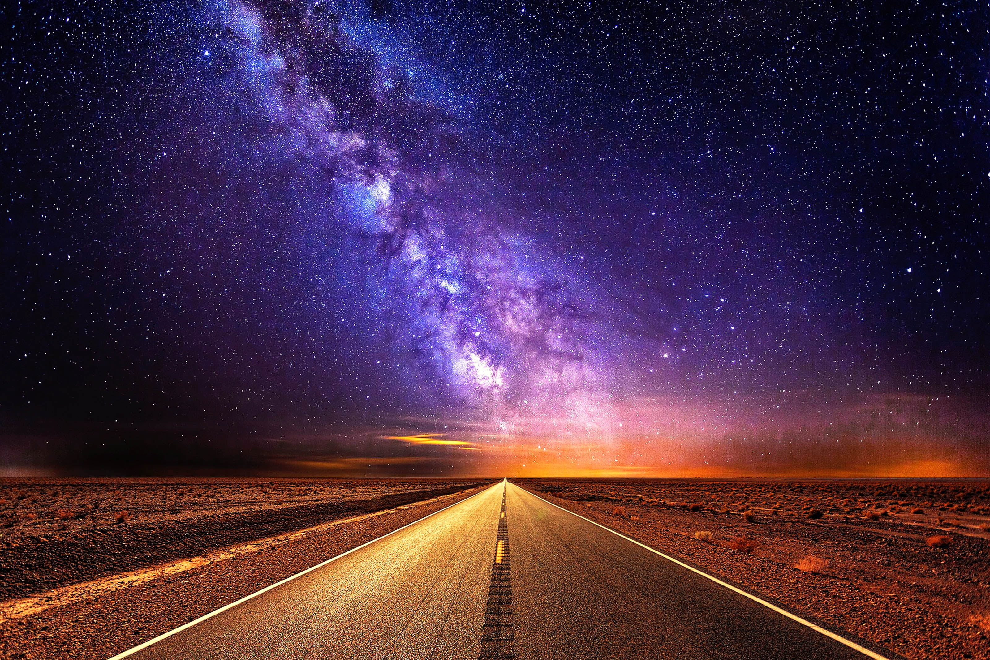 Night, Man Made, 2K, Road, Starlight, HD Wallpaper