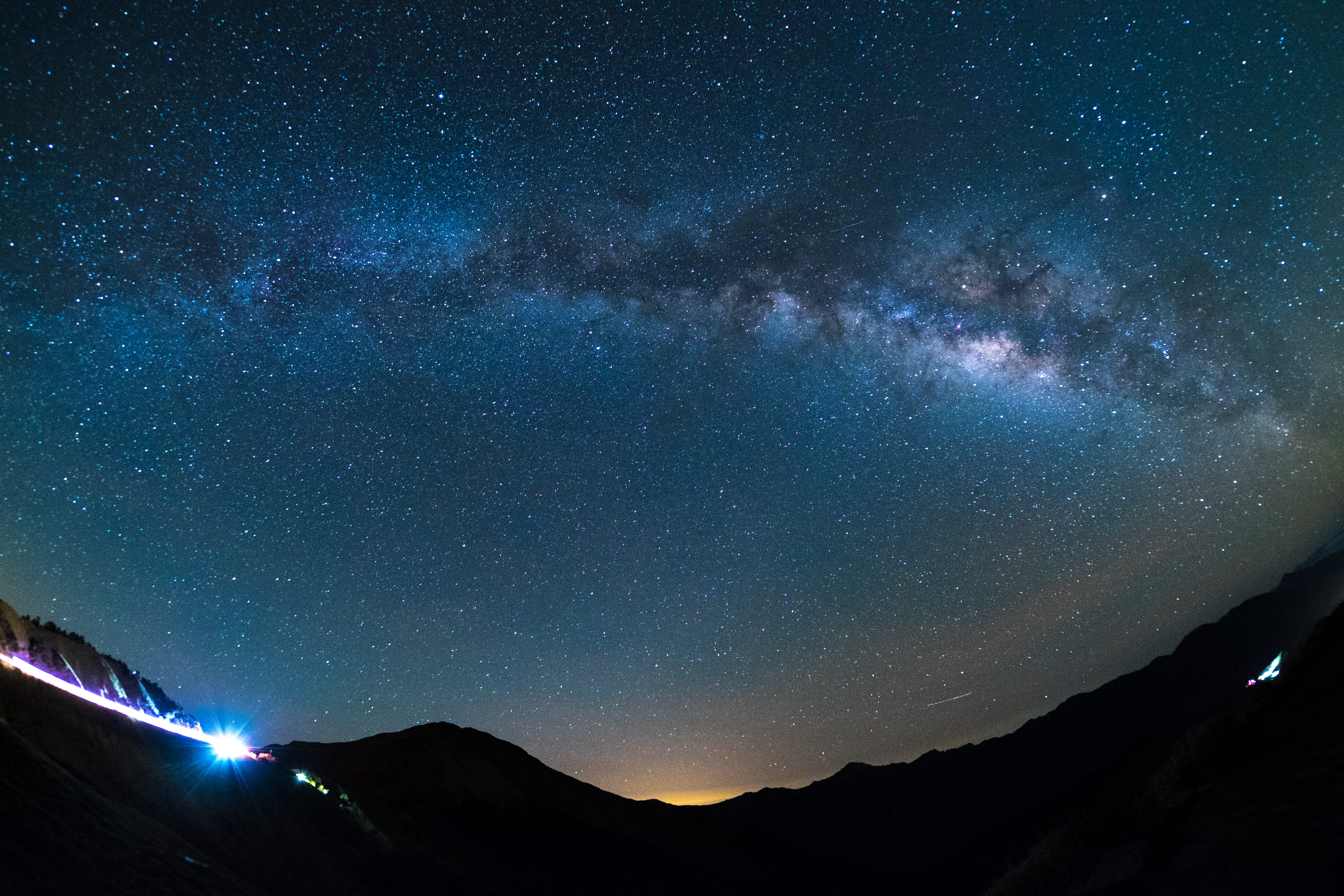 blue, galaxy, space and astronomy, space, no people, sky, nature, silhouette, dark, milky way, stars, astronomy, scenics - nature, beauty in nature, tranquil scene, HD Wallpaper