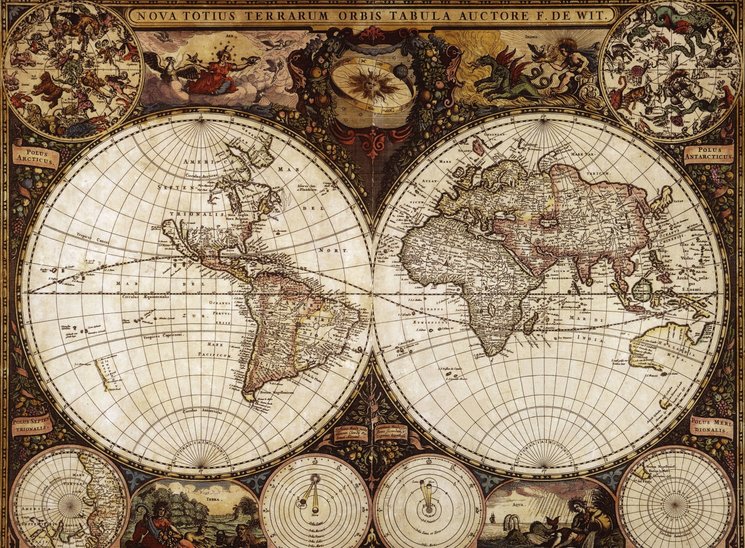 map, 1665 (Year), 2K, world map, artwork, HD Wallpaper