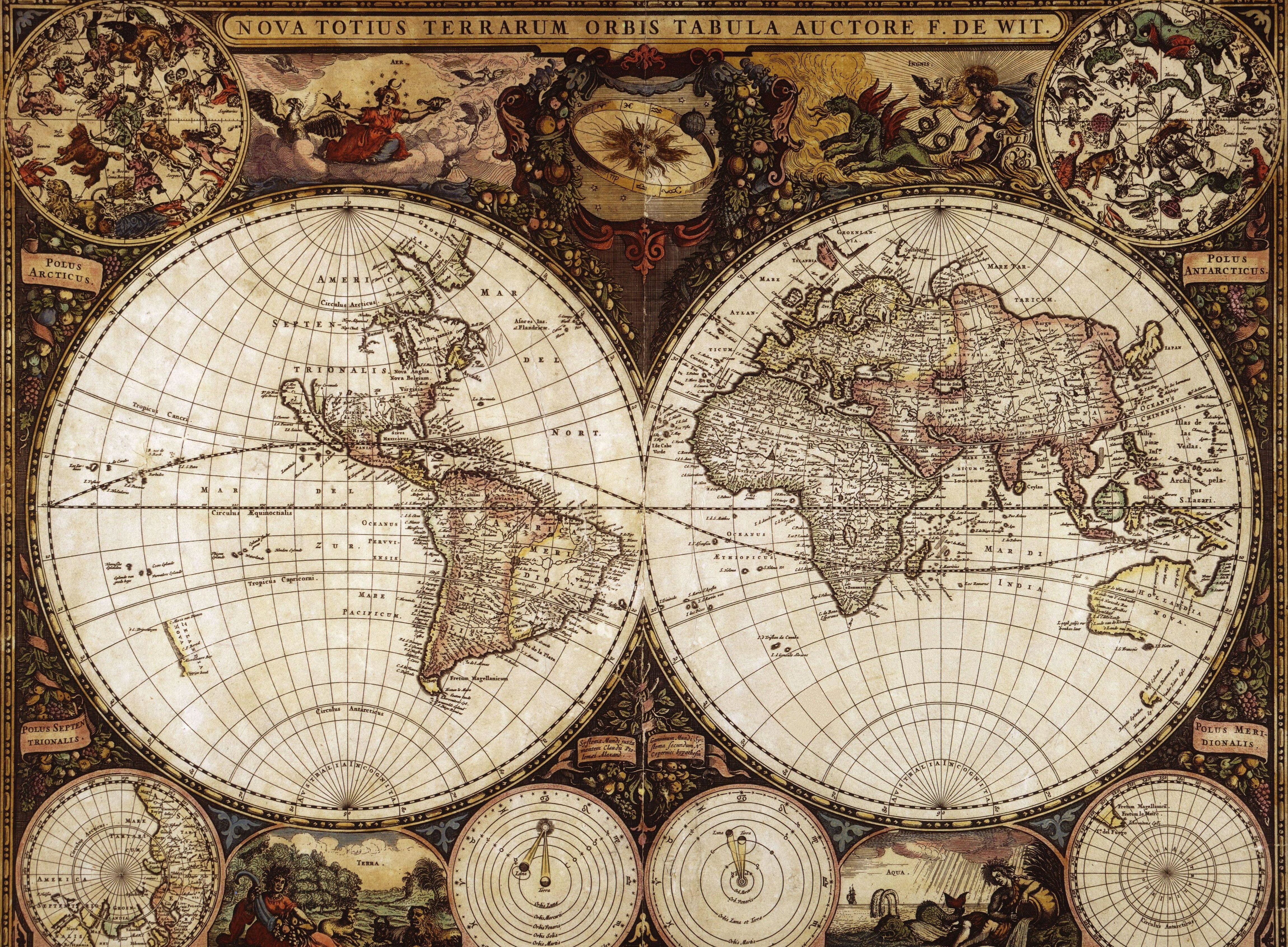 travel, 1665 the year, world map, 4K, geography, Frederick de wit, HD Wallpaper