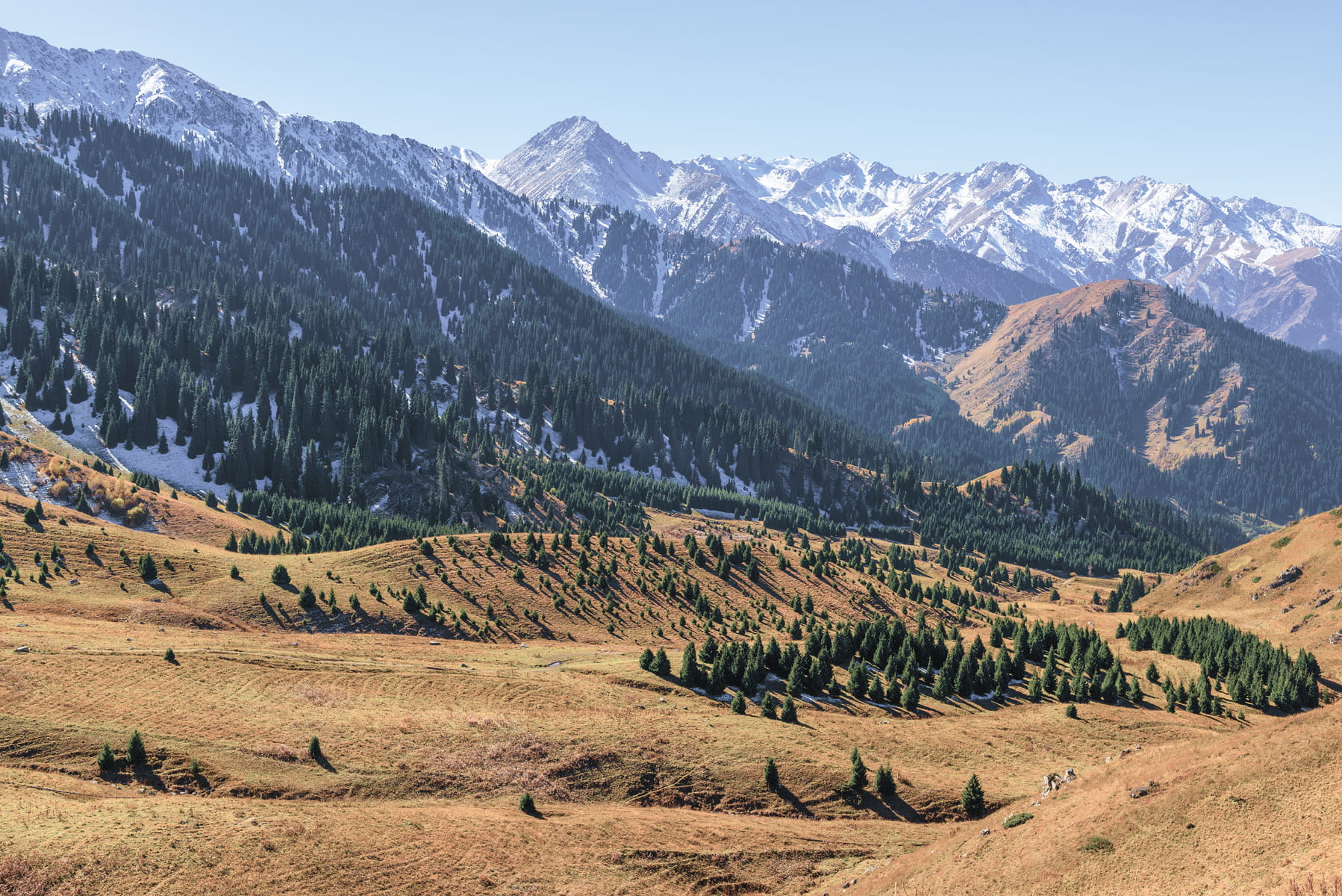 kazakhstan, mountains, no people, outdoors, tranquil scene, mountain range, 720P, snow, environment, formation, remote, beauty in nature, almaty, tree, HD Wallpaper