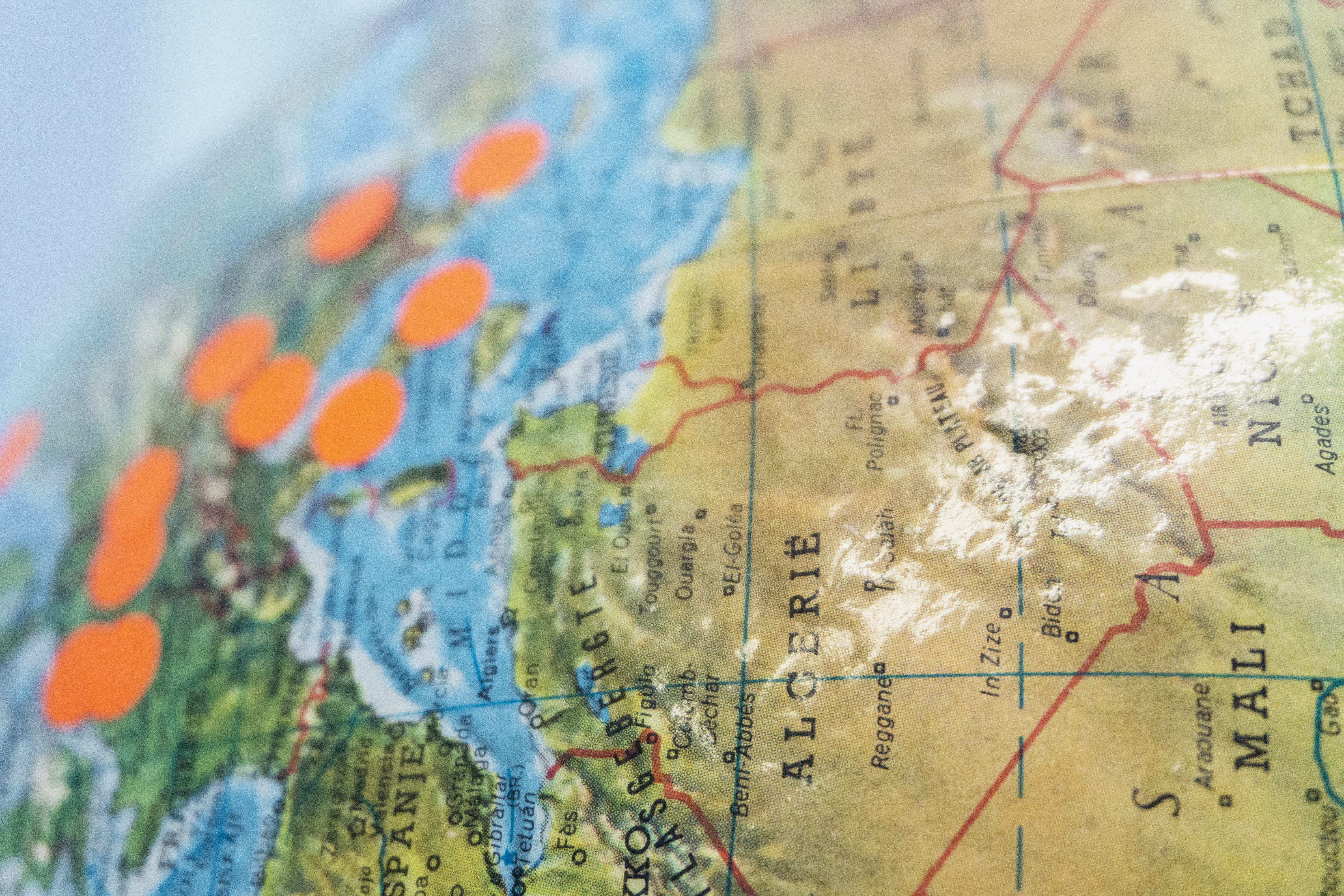 globe, direction, architecture, full frame, close-up, western script, indoors, world, exploration, air travel, world map, guidance, learning, 5K, travel, HD Wallpaper