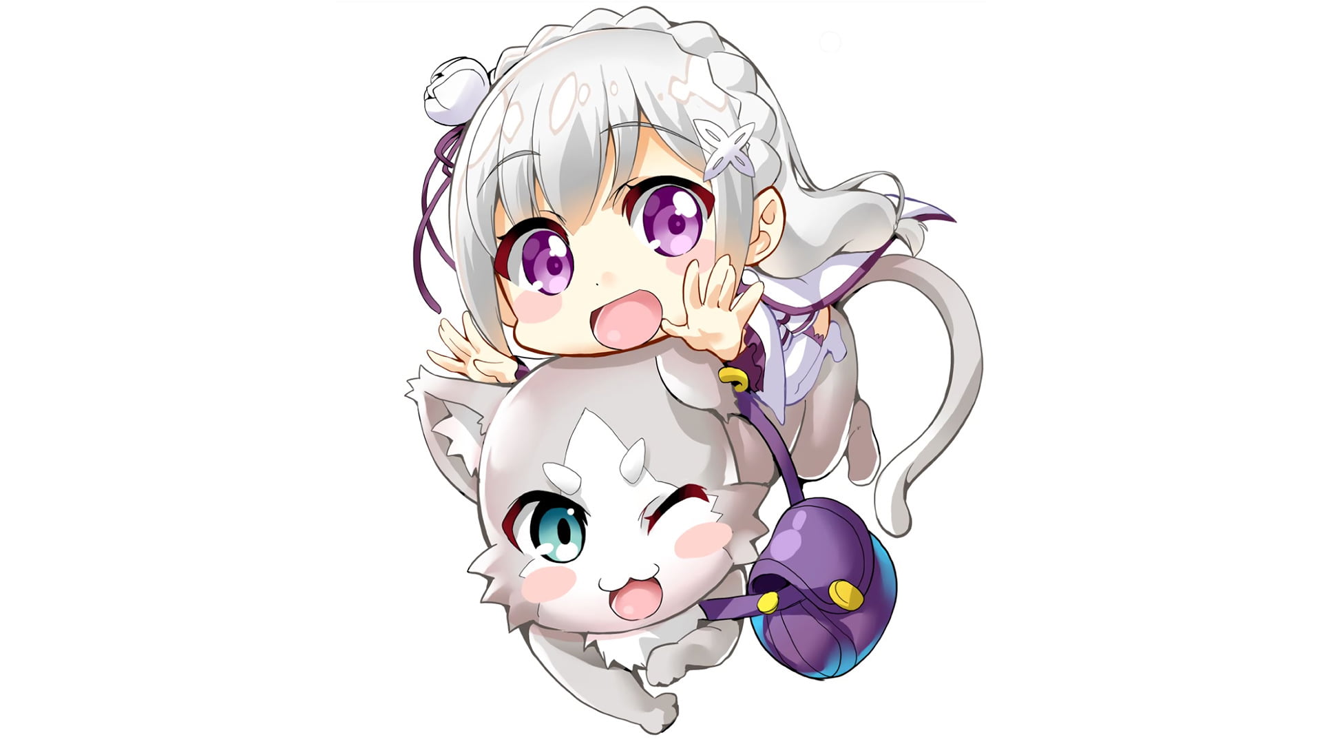 Re:ZERO -Starting Life in Another World-, pink color, creativity, Emilia (Re:ZERO), Pack (Re:ZERO), studio shot, human representation, no people, art and craft, HD Wallpaper
