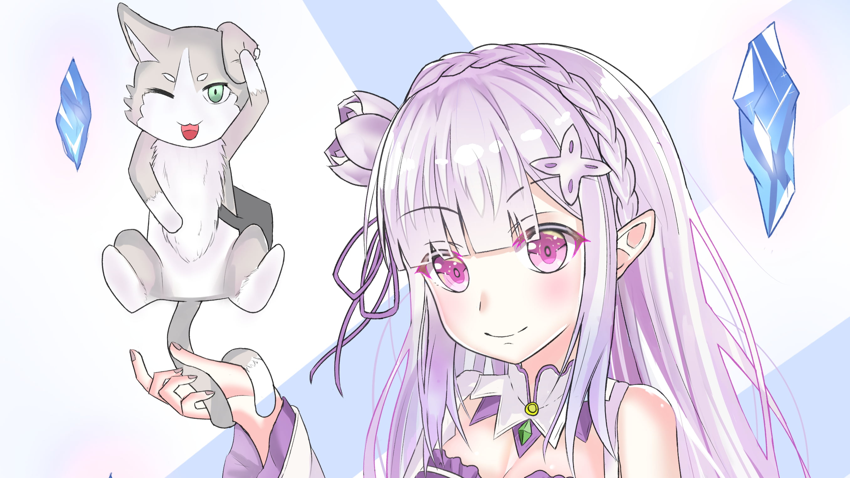 Re:ZERO -Starting Life in Another World-, 2K, Emilia (Re:ZERO), Anime, Pack (Re:ZERO), HD Wallpaper