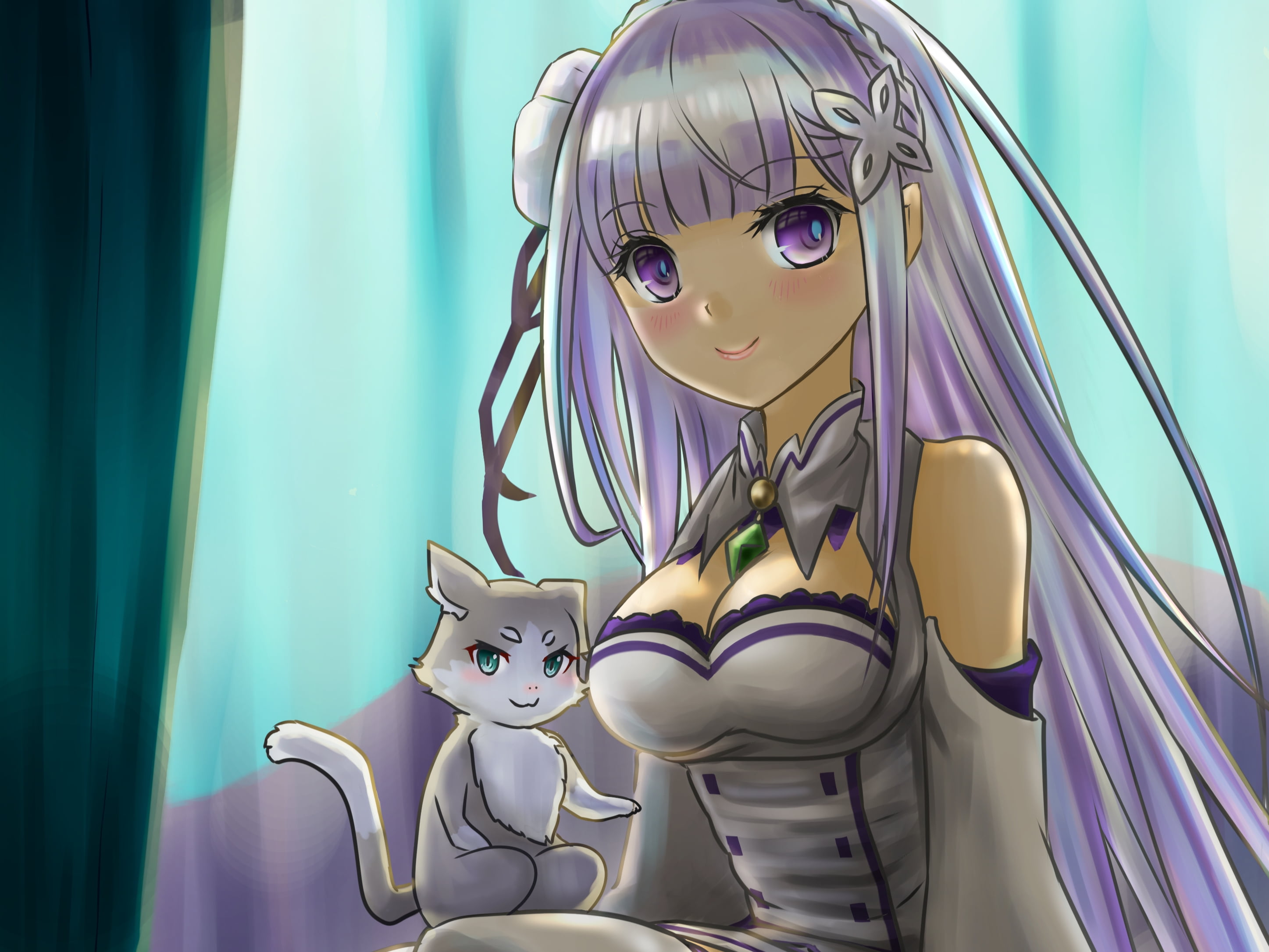 Emilia (Re:ZERO), 2K, Re:ZERO -Starting Life in Another World-, Anime, Pack (Re:ZERO), HD Wallpaper