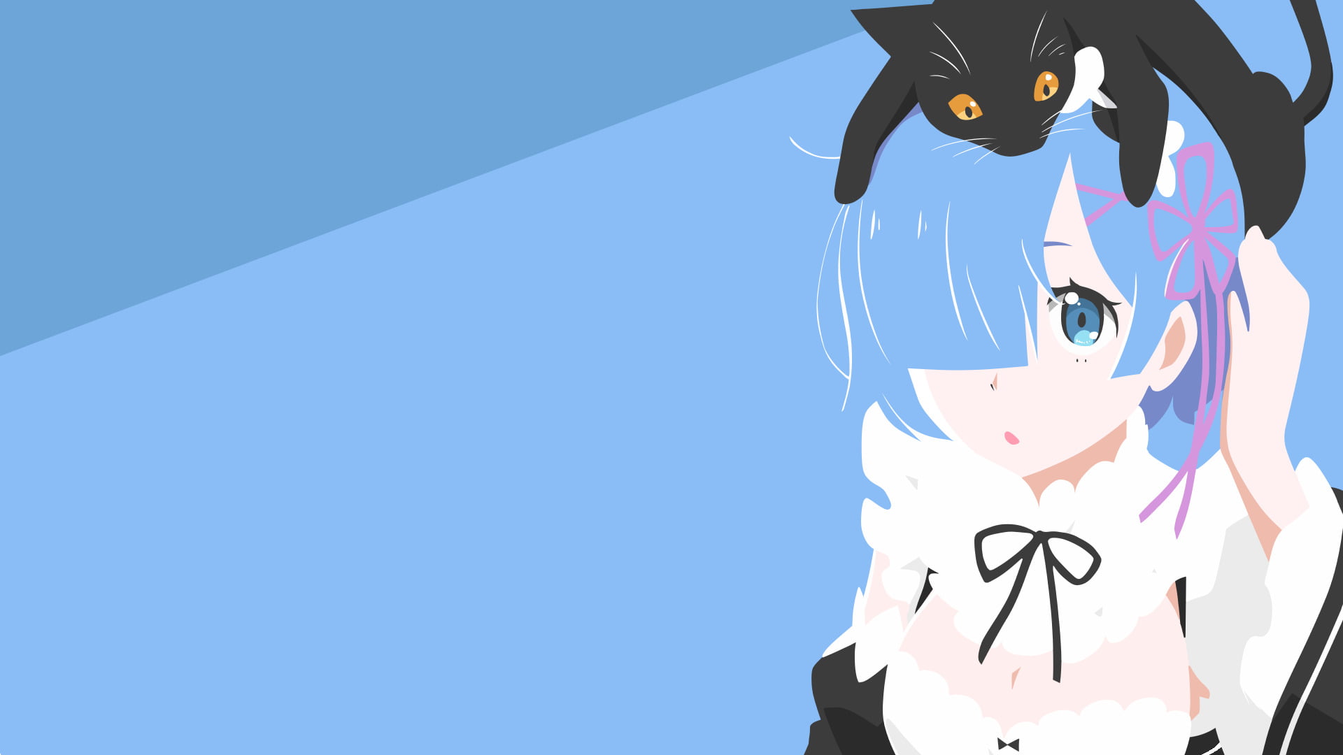 Re:ZERO -Starting Life in Another World-, blue, 1080P, Minimalist, Maid, clear sky, nature, Rem (Re:ZERO), human representation, art and craft, leisure activity, HD Wallpaper