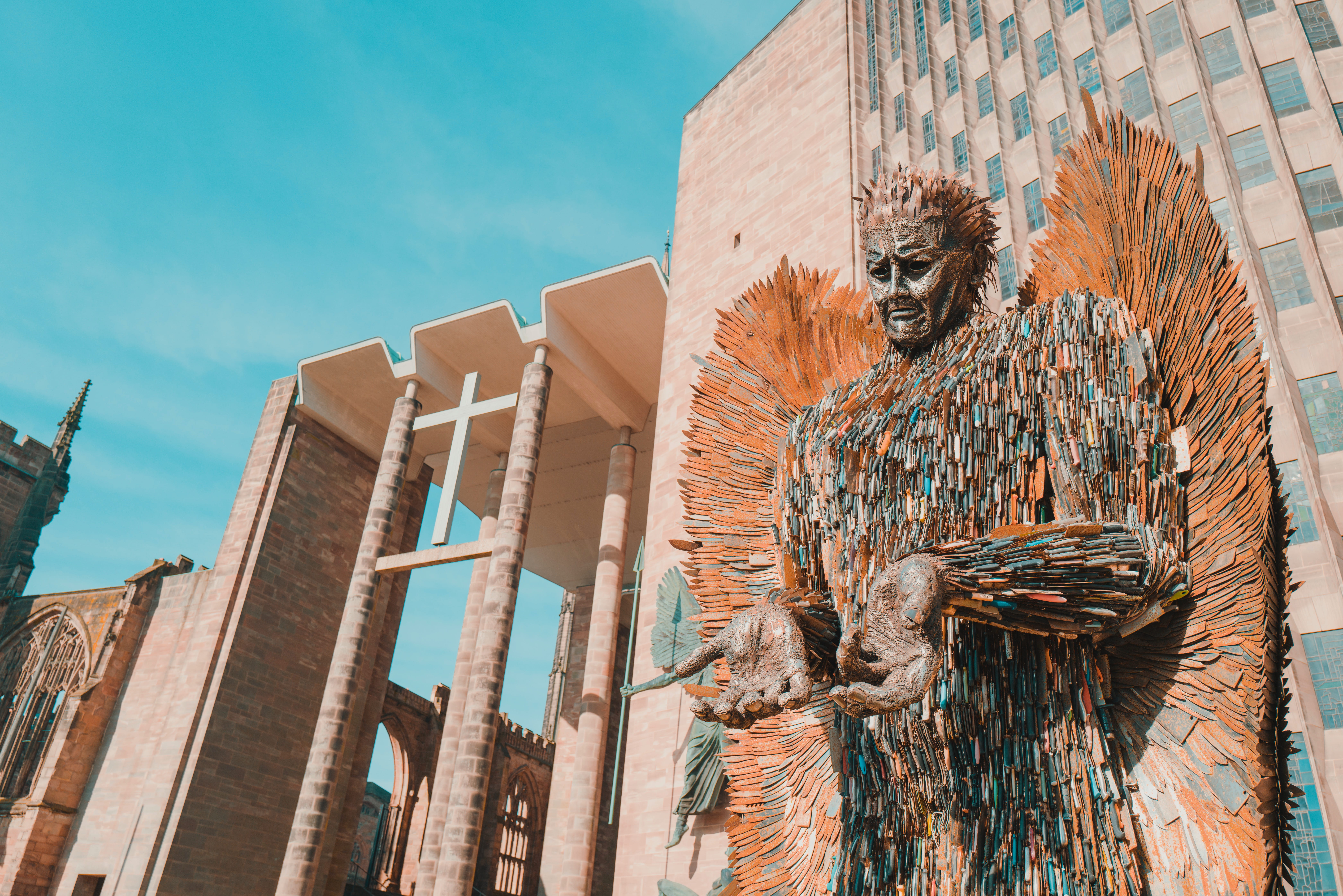 representation, painting, architecture, built structure, vertebrate, town, sculpture, mural, outdoors, animal wildlife, city, england, coventry, art, building exterior, HD Wallpaper