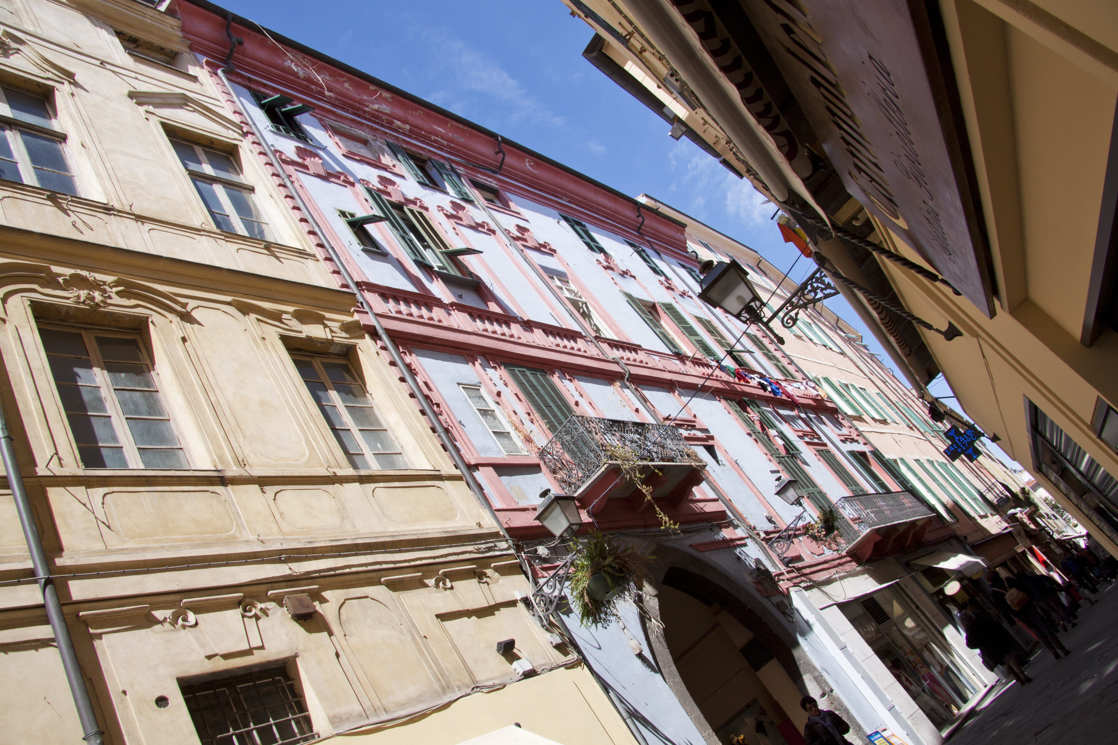 homes, residential district, day, liguria, cloud - sky, nature, Shopping Street, old, window, communication, sign, pedestrian zone, balcony, building exterior, HD Wallpaper