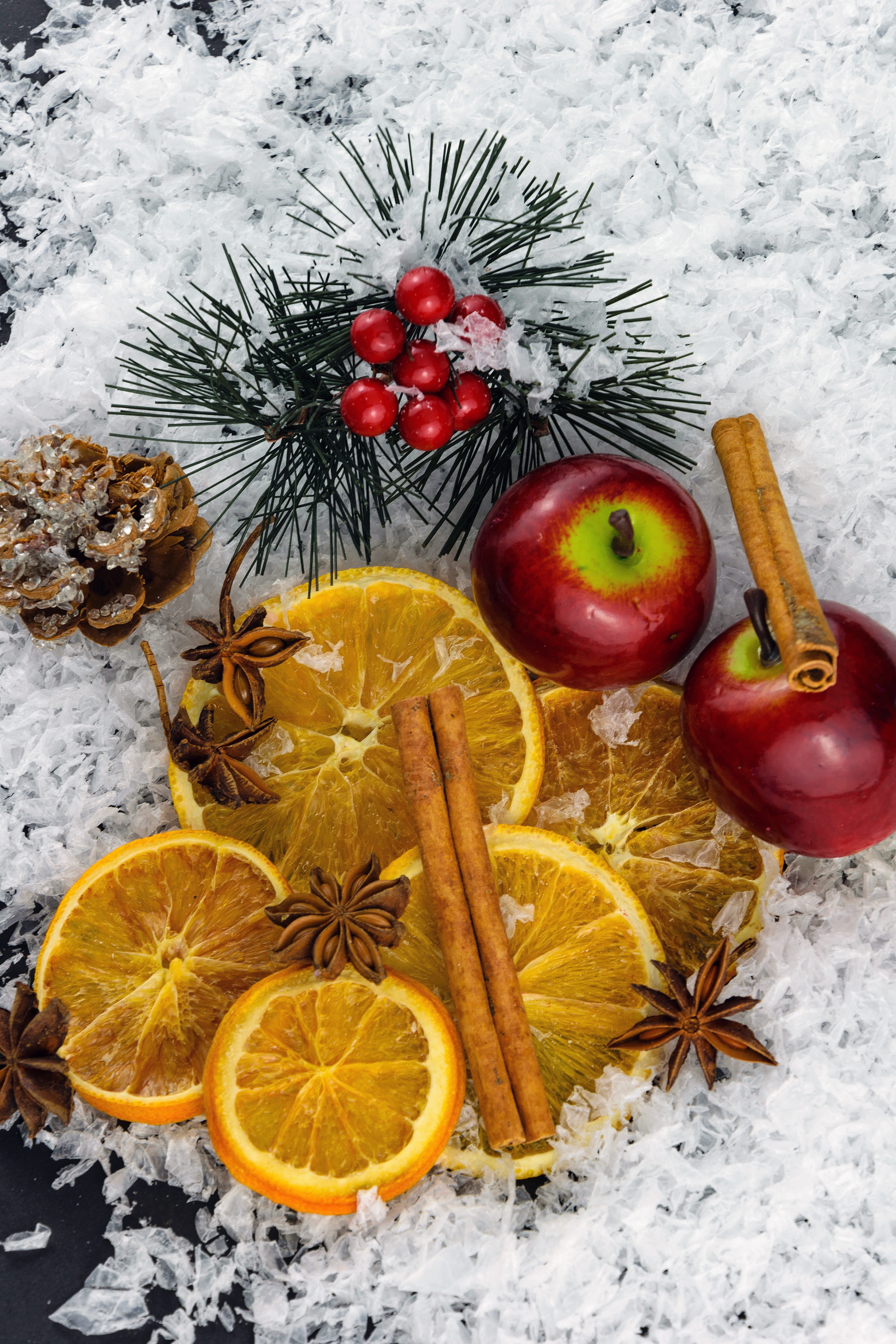 orange - fruit, wellbeing, holiday, deco, eiskristalle, studio, food, christmas spirit, winter time, christmas time, wintry, 5K, freshness, advent, decoration, Phone HD Wallpaper