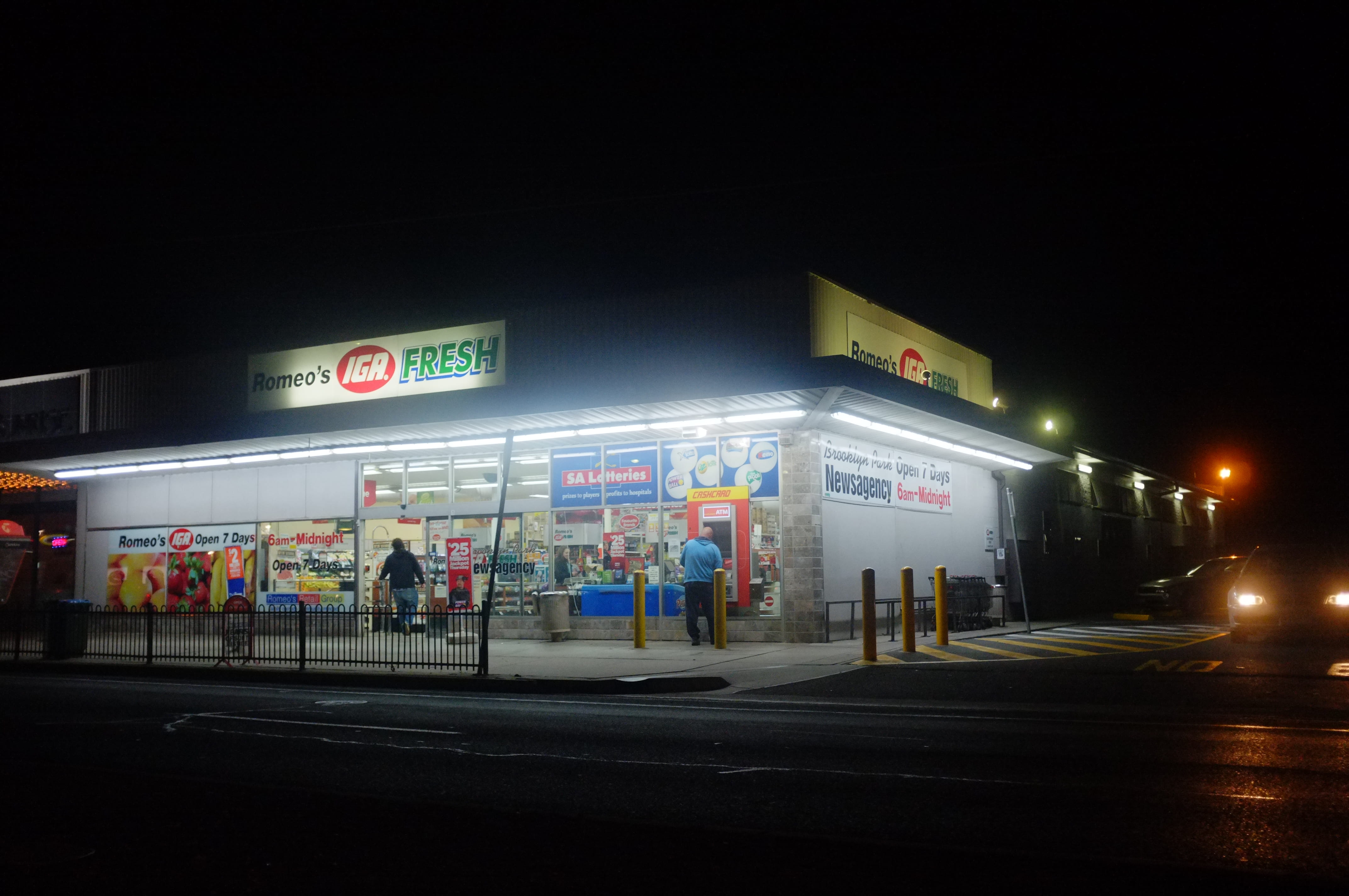 architecture, street, city life, communication, henley beach, night, road, nature, neon, australia, transportation, convenience store, 24 hour store, motion, HD Wallpaper