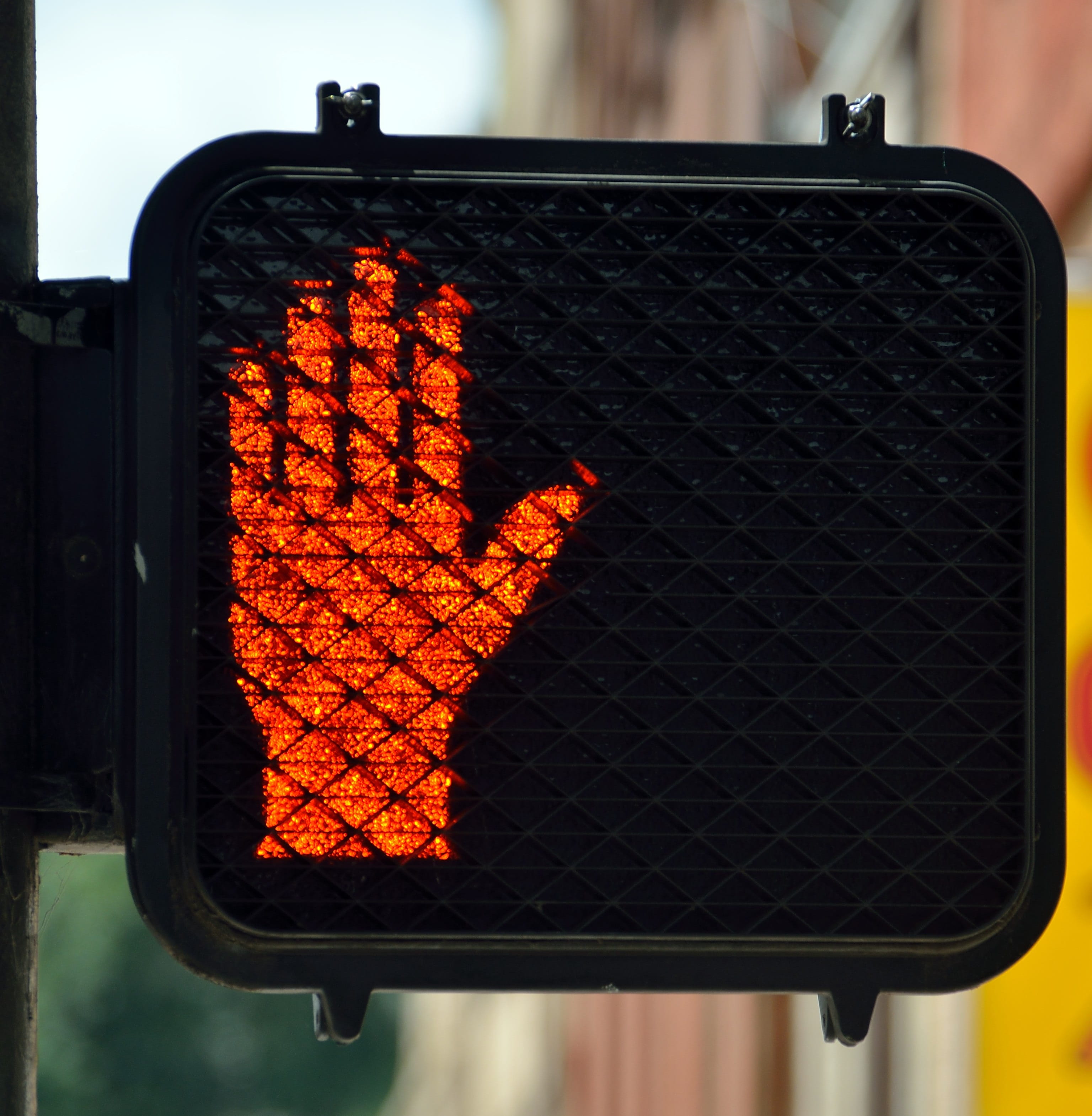 urban, city, burning, pedestrian, crossing, road signal, warning, fire - natural phenomenon, light, focus on foreground, traffic, danger, illuminated, crosswalk, Phone HD Wallpaper