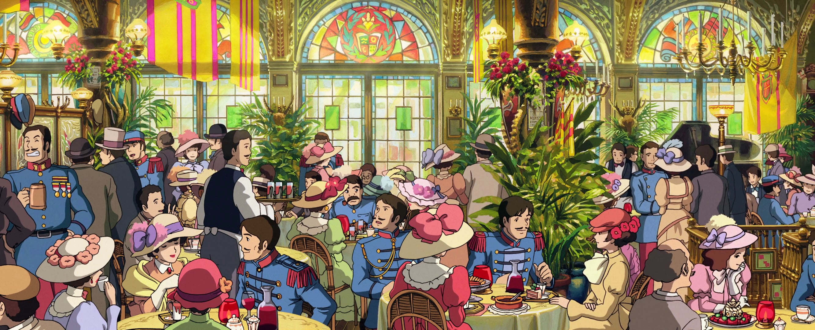 retail, male likeness, 2K, Studio Ghibli, shopping, outdoors, adult, city, street, real people, anime, built structure, human representation, group of people, HD Wallpaper