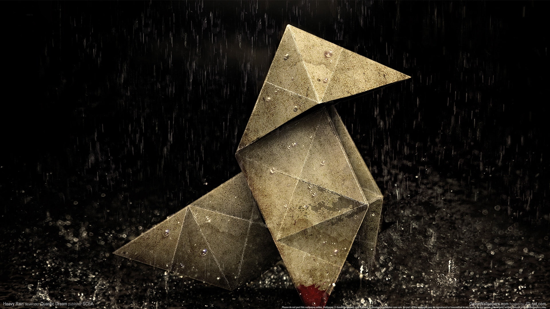 art, heavy, hd, video games, rain, illustration, black, fray, origami, 1080P, HD Wallpaper