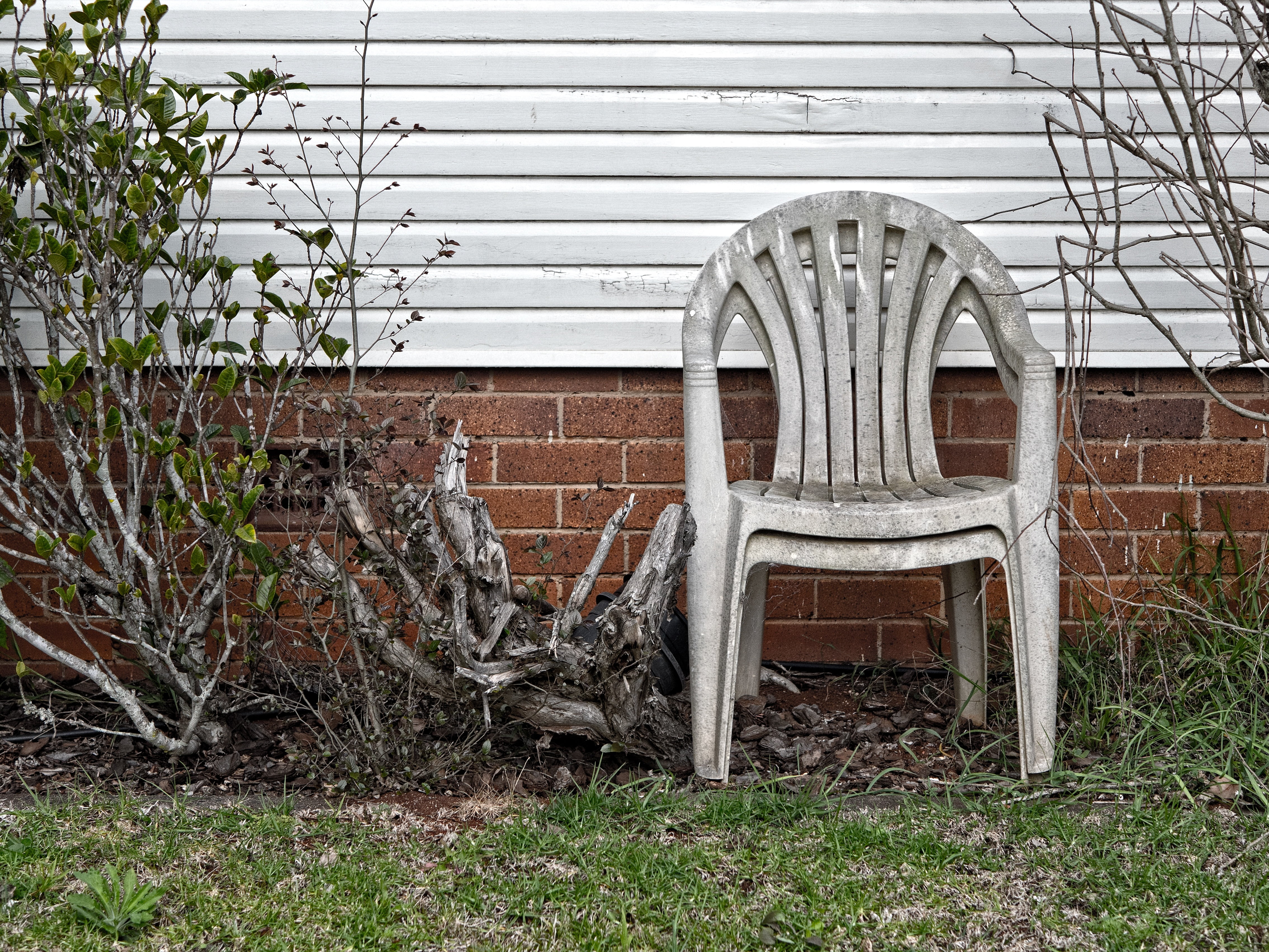 seat, vibe, 4K, plant, no people, summer, gardening, day, outdoor, nature, wall, outdoors, green, abandoned, land, urban, chair, bare tree, grass, garden, HD Wallpaper