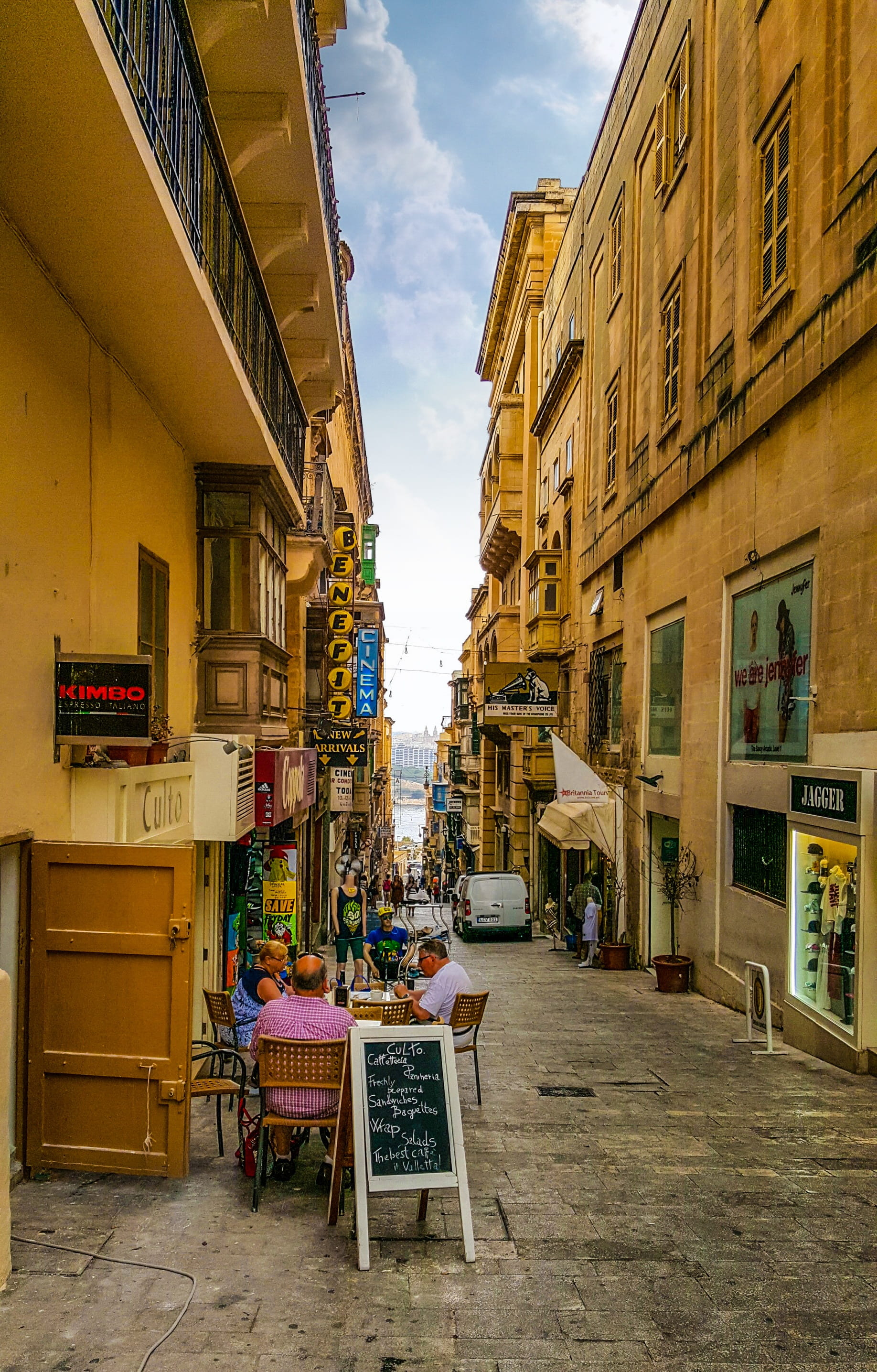 island, store, day, relaxing, 2K, street, dining, Scenery, history, alley, old, Maltese, people, outdoors, house, life, sky, cloud - sky, shops, seat, Phone HD Wallpaper