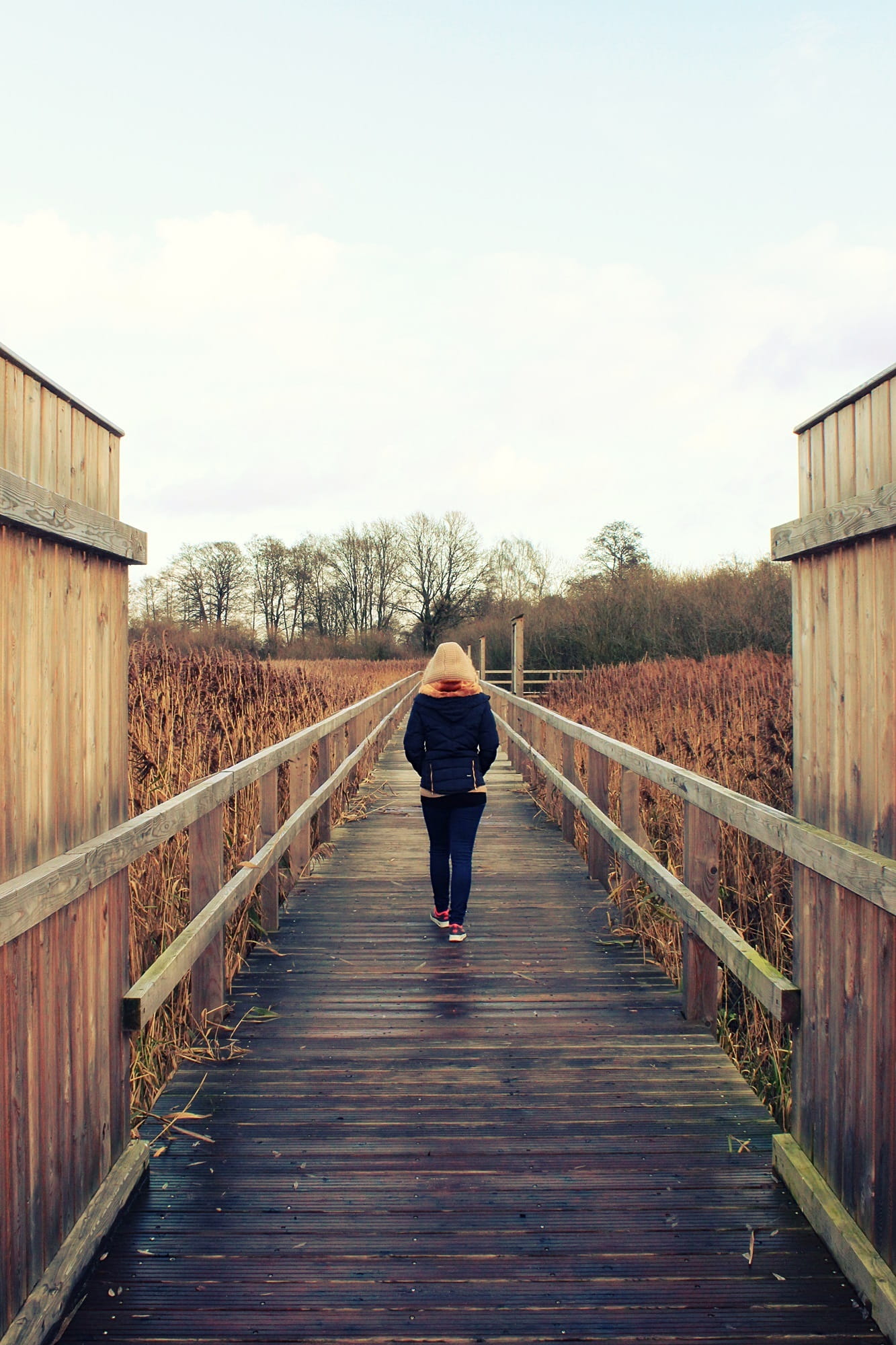 move, outdoors, wooden bridge, melancholic, weather, the way forward, web, pants, lifestyles, denim pants, rainy, direction, adult, mood, black, reed, plant, Phone HD Wallpaper