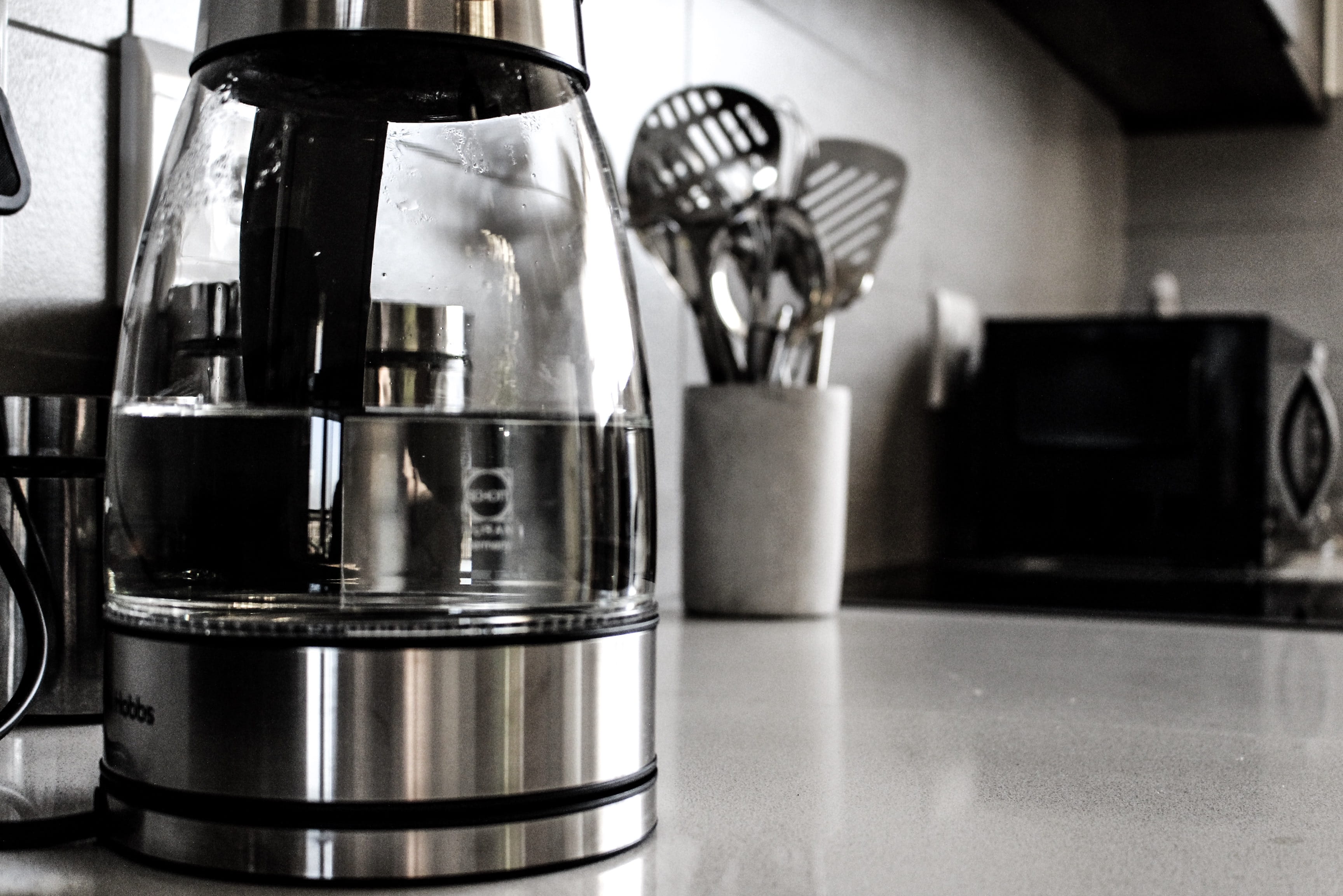 still life, chrome, blackandwhite, container, microwave, interior, white, appliance, metal, south africa, home, no people, grey, shiny, pleasant, modern, HD Wallpaper