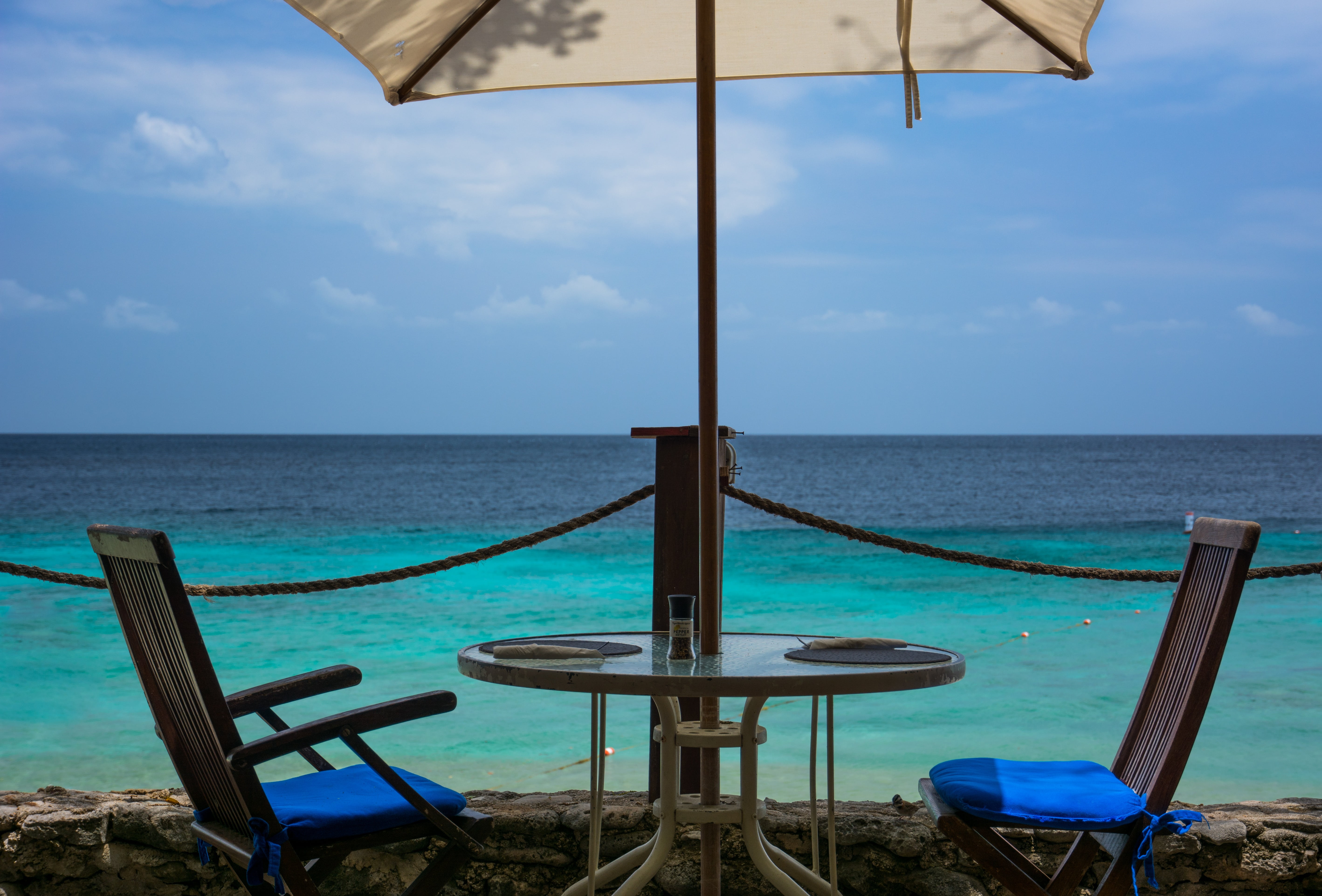 nature, blue, beauty in nature, horizon, horizon over water, tranquil scene, summer, seat, sky, day, sunshade, coast, resort, ocean, scenics - nature, no people, HD Wallpaper