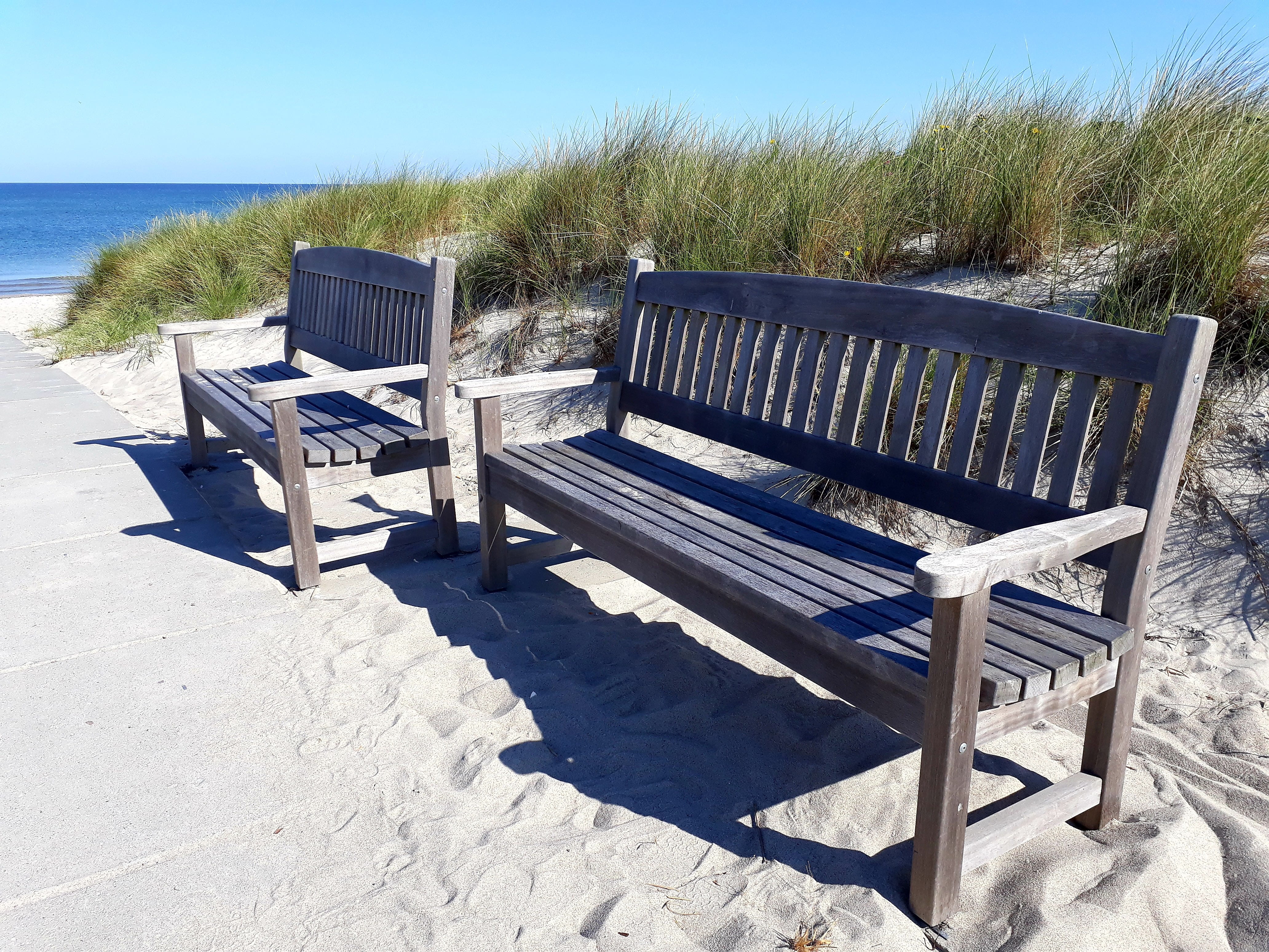 fischland, wood, germany, beach, baltic sea, nature, travel, vacations, outdoors, sand, dunes, coast, darss, empty, wood - material, 4K, blue, chair, seat, HD Wallpaper