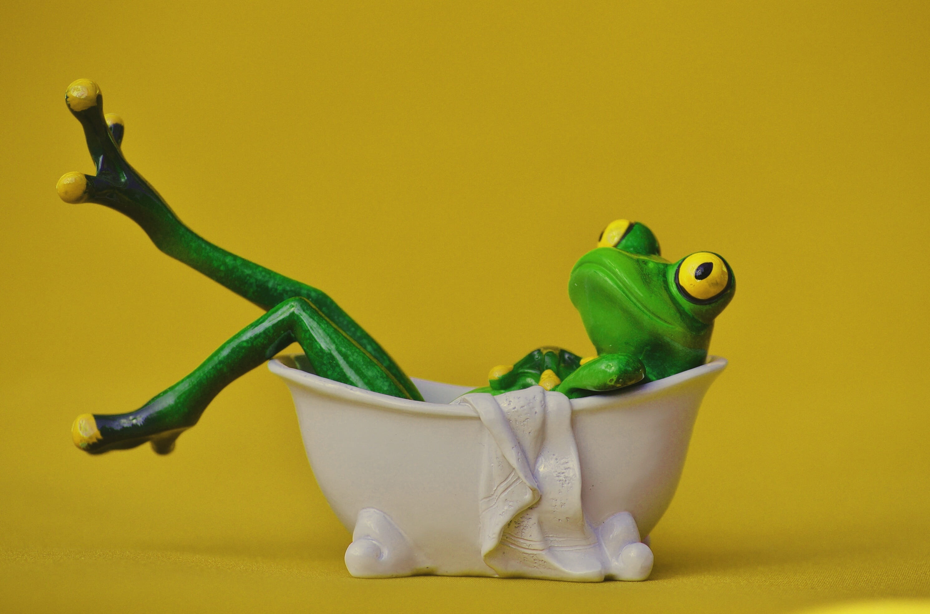 plastic, bathtub, figure, yellow background, Bath, decor, yellow, full length, colored background, paper, cute, Relaxation, one animal, animal, toy, fun, HD Wallpaper