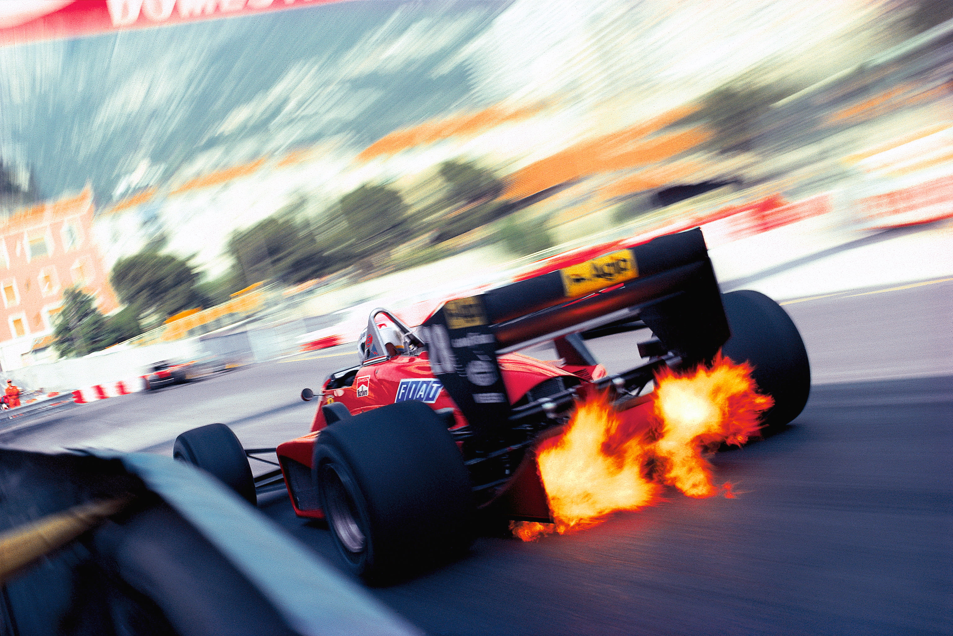 classic, flame, fire, land vehicle, one, car, motorsport, 1985, motion, race, auto racing, sport, fire - natural phenomenon, 156, sign, motor vehicle, transportation, HD Wallpaper