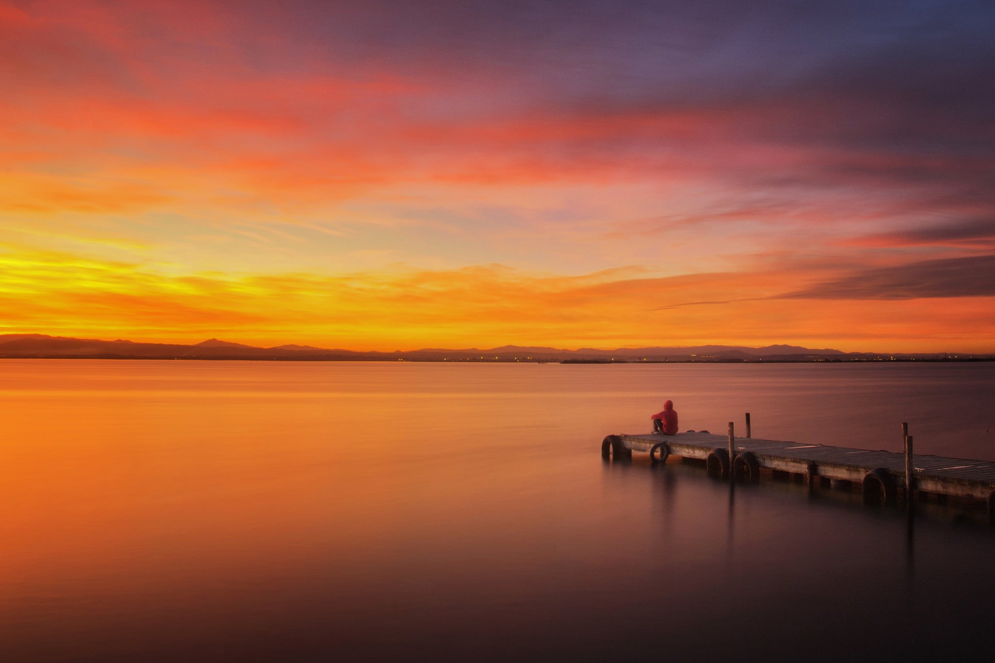1080P, aerial view, photography, landscape, clouds, colorful, orange, nature, far view, sky, alone, sunset, HD Wallpaper
