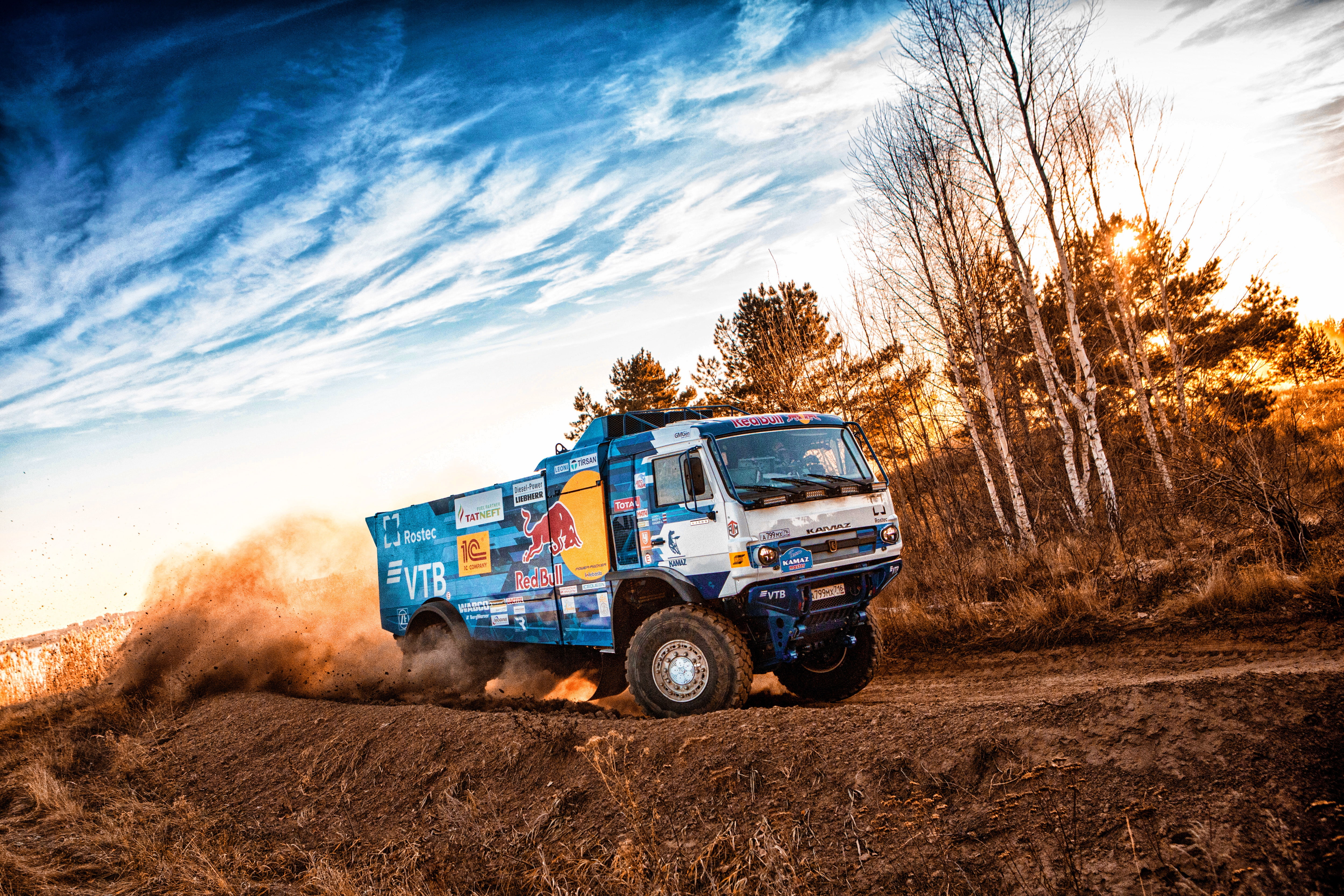 Best, Master, KAMAZ-master, KAMAZ, Sunset, Dakar, Speed, Blik, The roads, Truck, RedBull, Rally, Sport, Silk road, Russia, Sports team "KAMAZ-master", 4K, HD Wallpaper