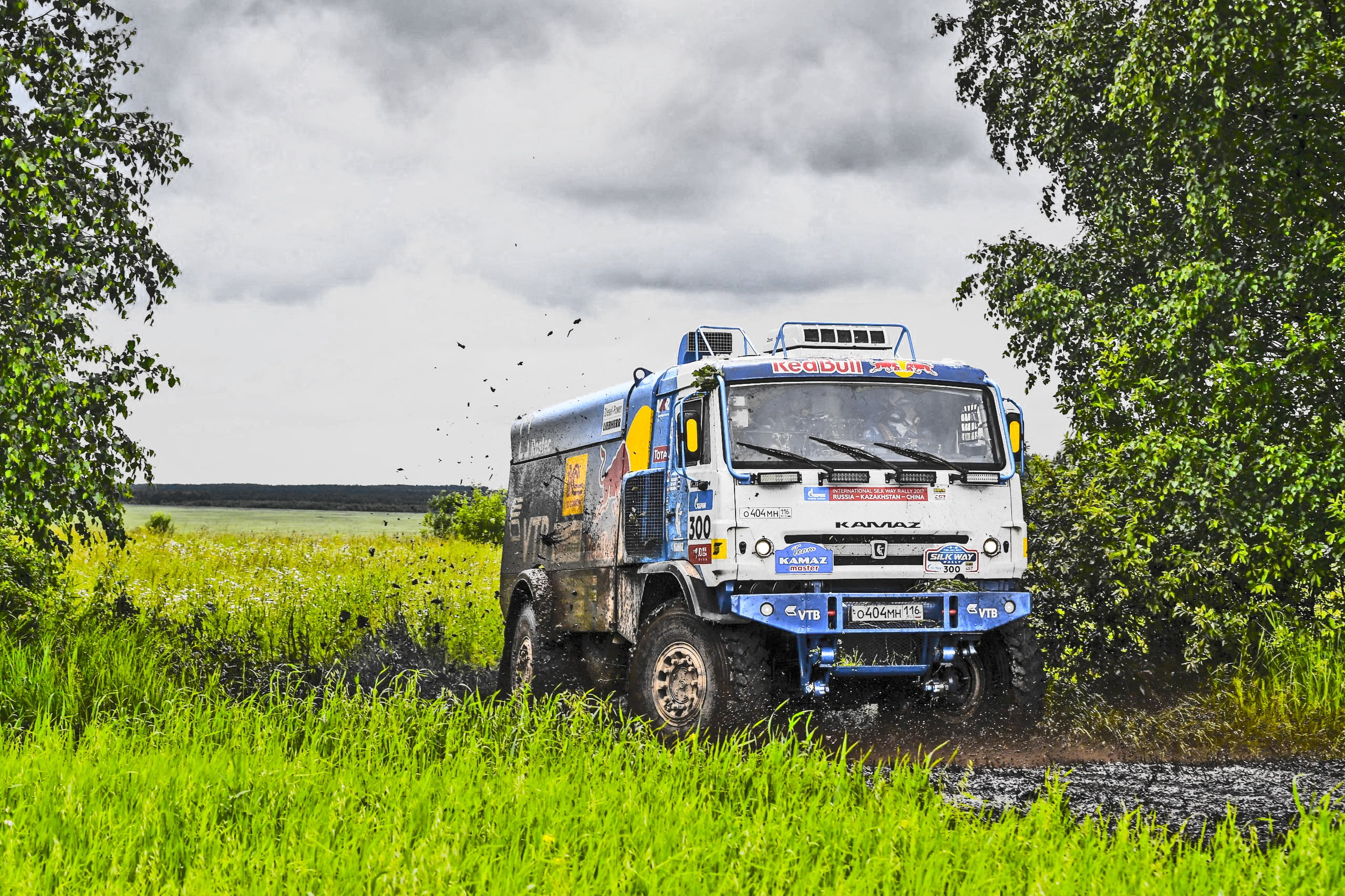 Grass, Russia, KAMAZ, 2K, Speed, Clouds, Best, Master, Silk road, Silk Way, Rally, Sport, Red Bull, Squirt, 300, Race, Dirt, HD Wallpaper