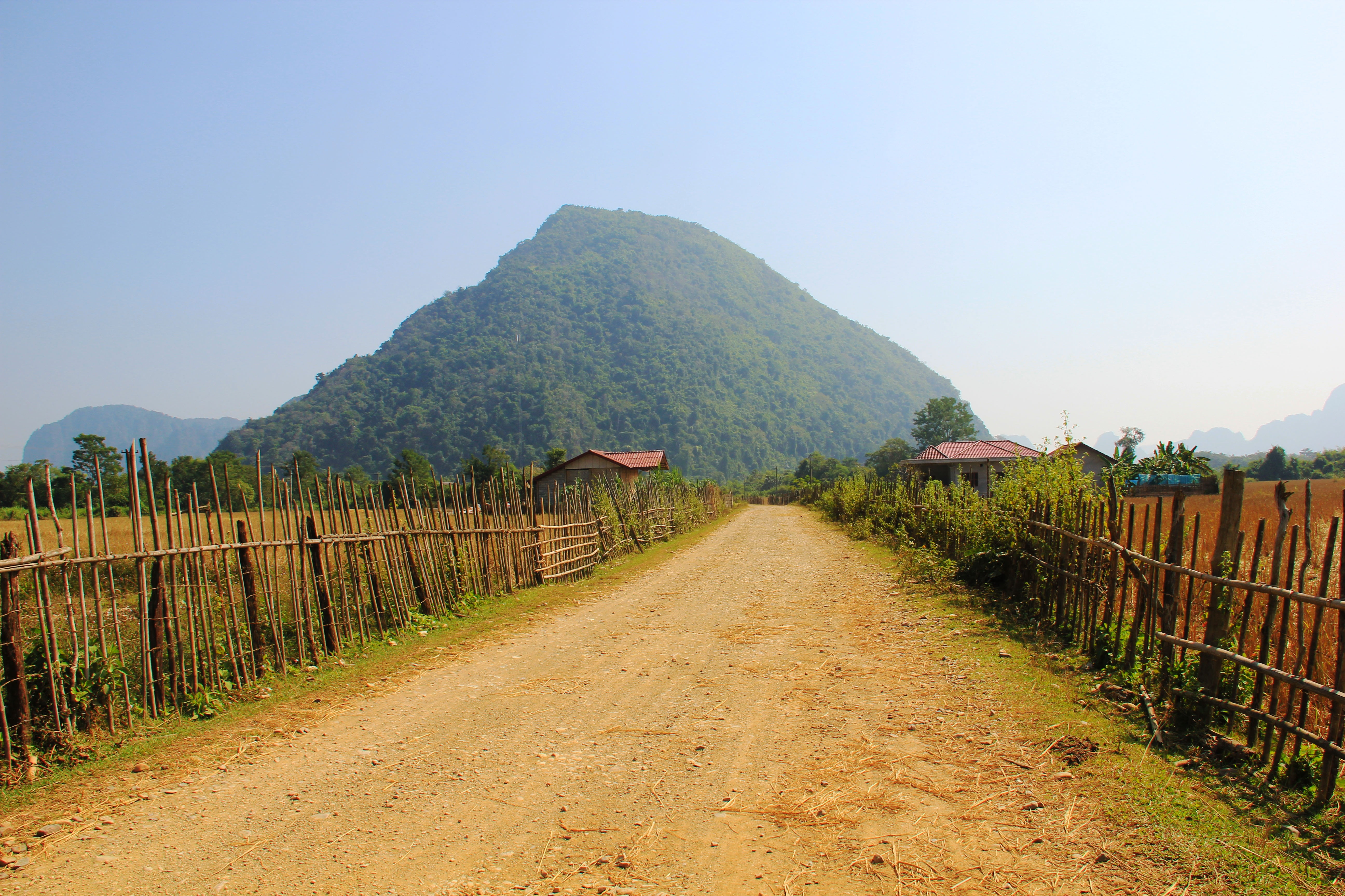 distance, straight, dusty, panorama, plant, beauty in nature, journey, green, 5K, scenery, outdoor, mountain, summer, view, long road, rural, wooden, outdoors, HD Wallpaper