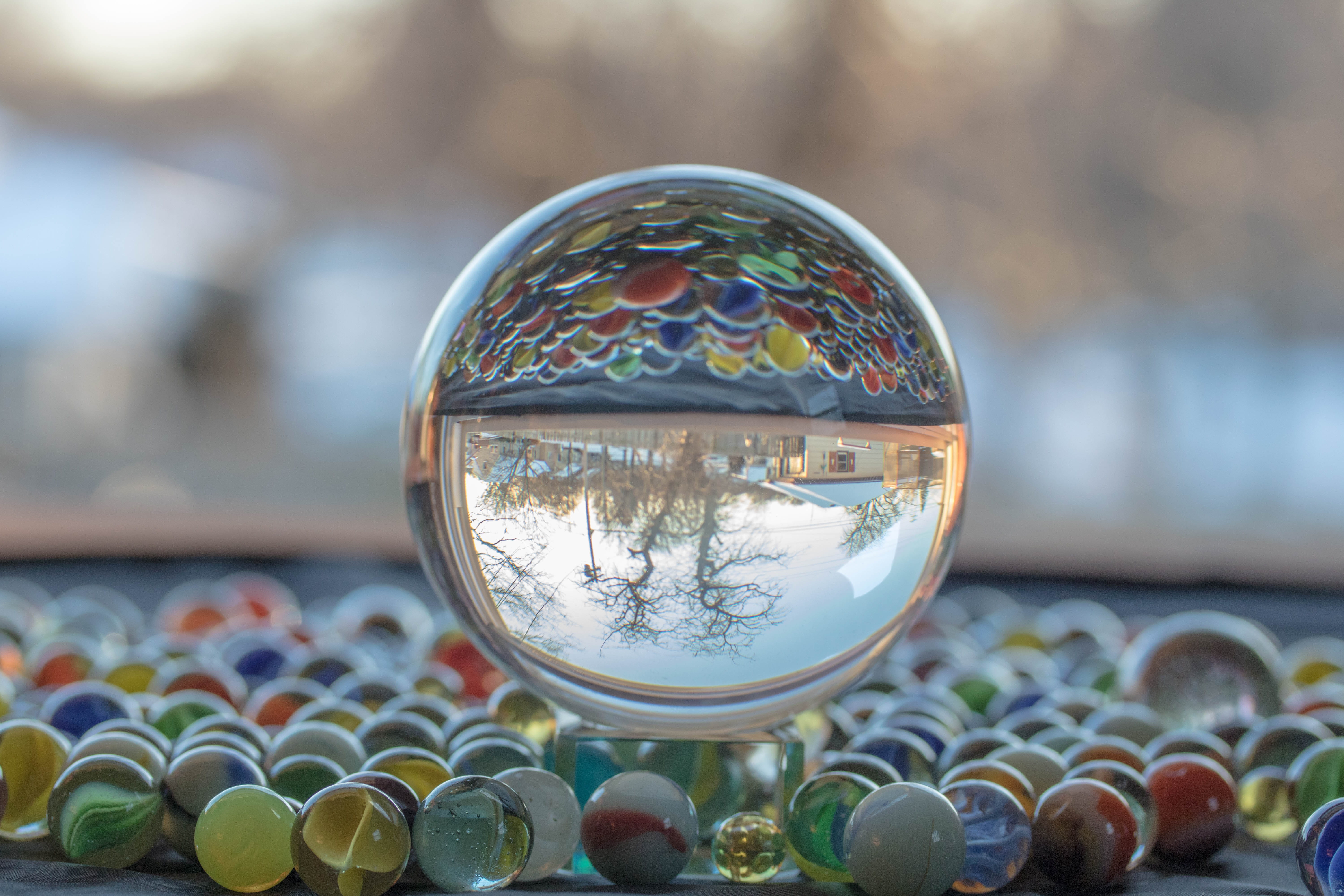 circle, close-up, focus on foreground, outdoors, geometric shape, glass - material, multi colored, bubble, no people, nature, sphere, still life, desktop, HD Wallpaper