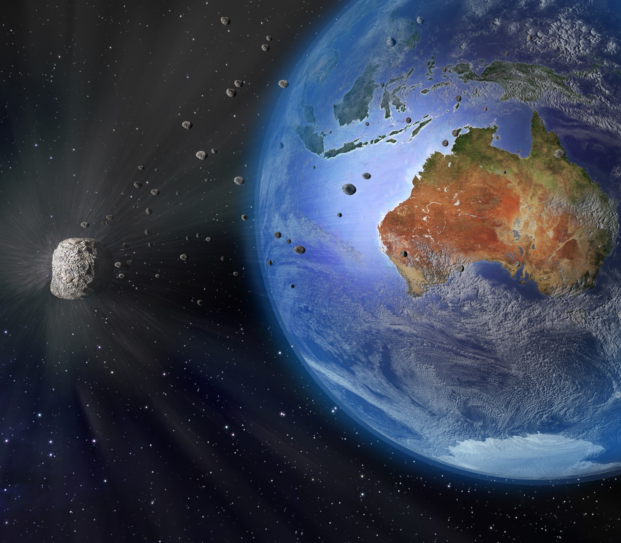 disaster, continents, space, planet, Australia, digital art, Earth, rocks, space art, 1080P, sea, meteors, HD Wallpaper