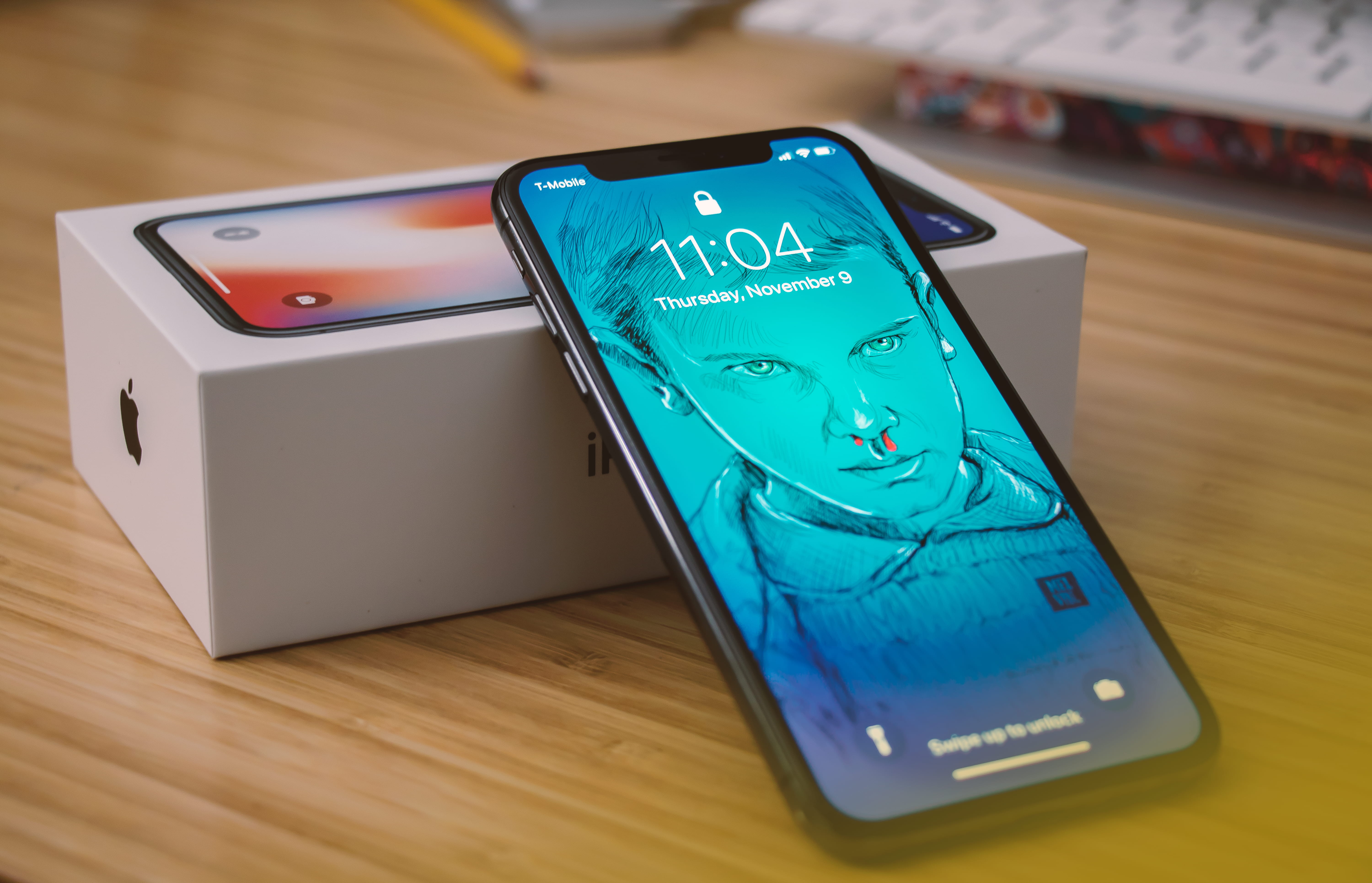 still life, gray, mobile, text, iphone x, portable information device, western script, box, iphone, space, communication, screen, focus on foreground, phone, HD Wallpaper