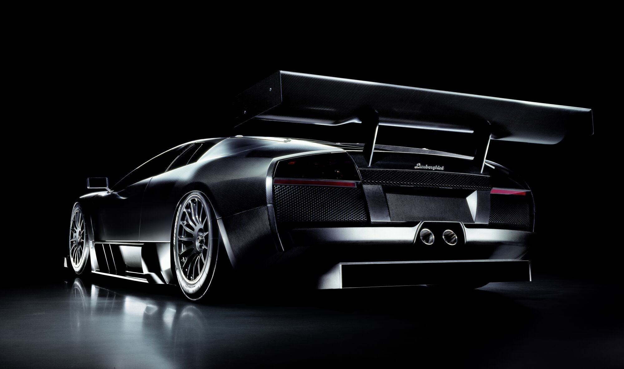 land vehicle, wheel, still life, sports car, luxury, black background, black color, transportation, stationary, Lamborghini Murcielago, car, no people, HD Wallpaper