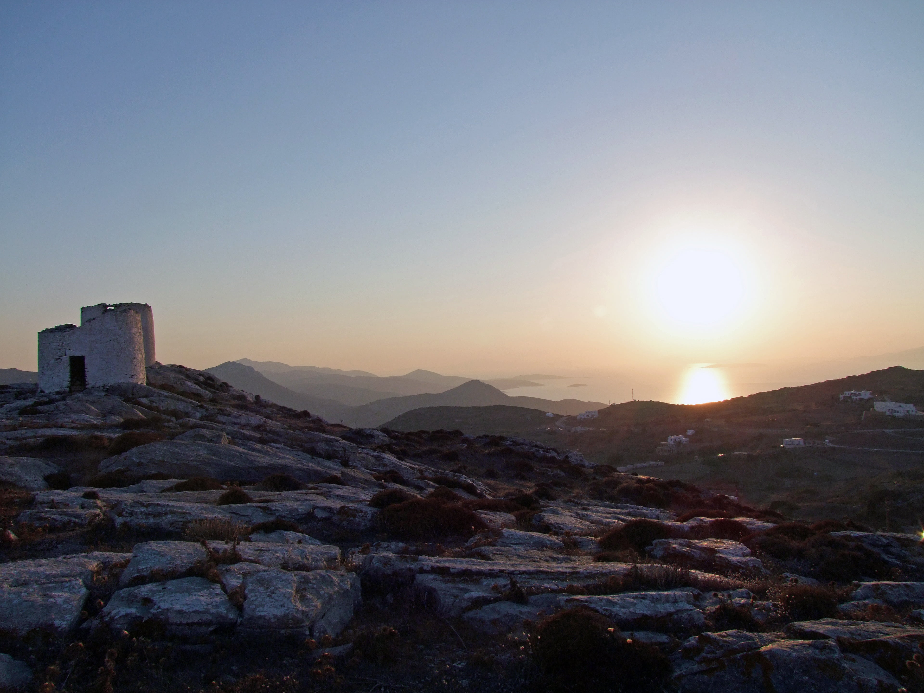 amorgos, nature, tranquil scene, tranquility, history, hilly, sky, outdoors, built structure, scenics - nature, old, sunbeam, tower, 4K, solid, greece, HD Wallpaper