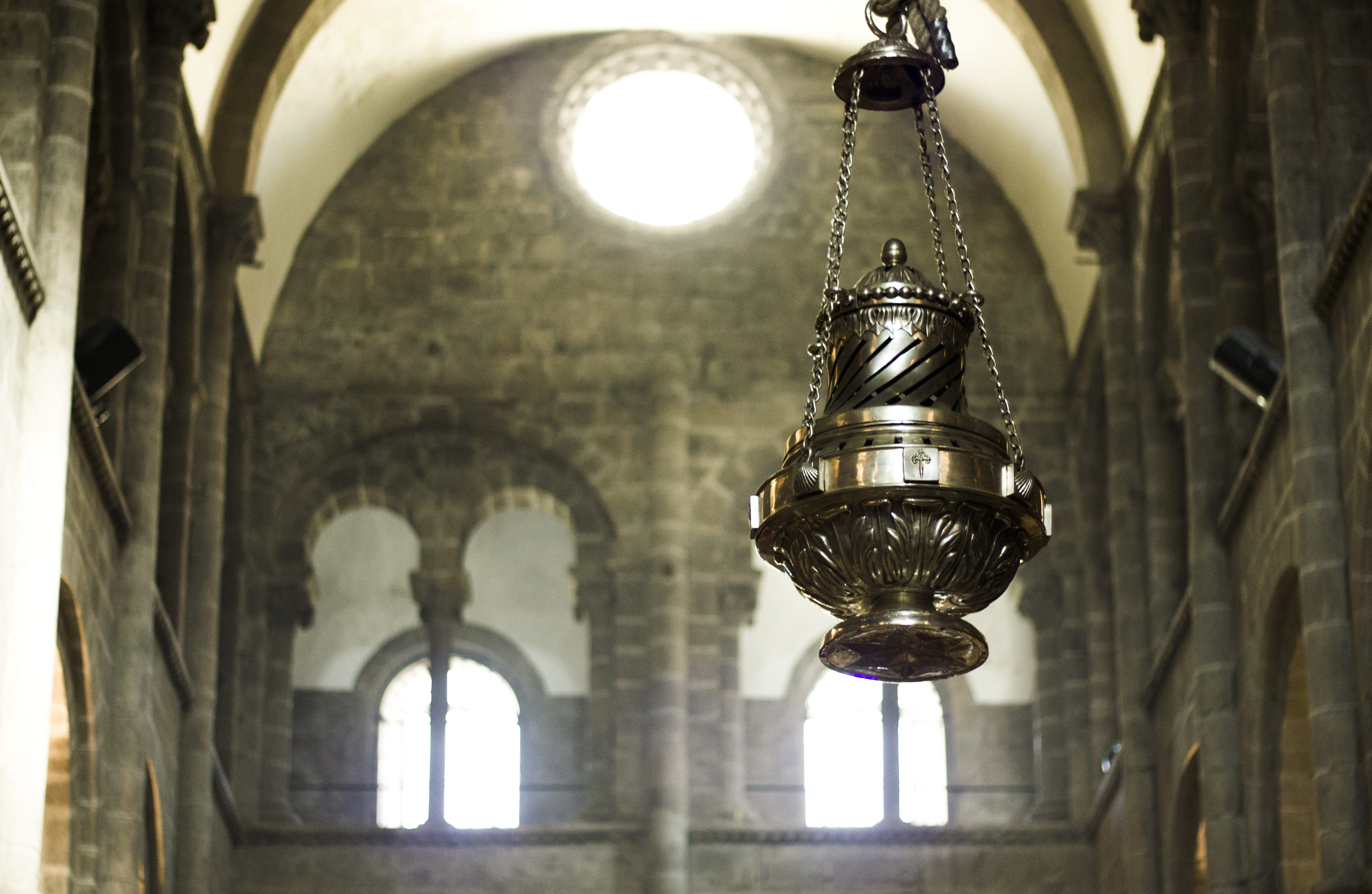 church, ancient, Santiago, the past, illuminated, Cathedral, building, window, arch, santiago of compostela, focus on foreground, electricity, ornate, antique, HD Wallpaper