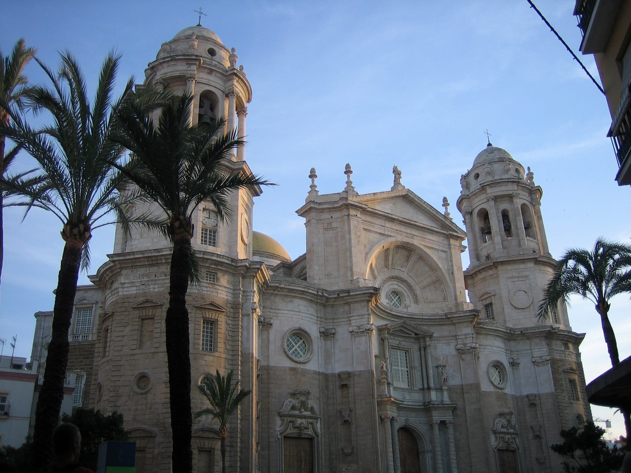 religion, tree, Cádiz Cathedral, palm tree, church, outdoors, christianity, plant, cadiz, low angle view, travel destinations, Spain, cathedral, nature, HD Wallpaper