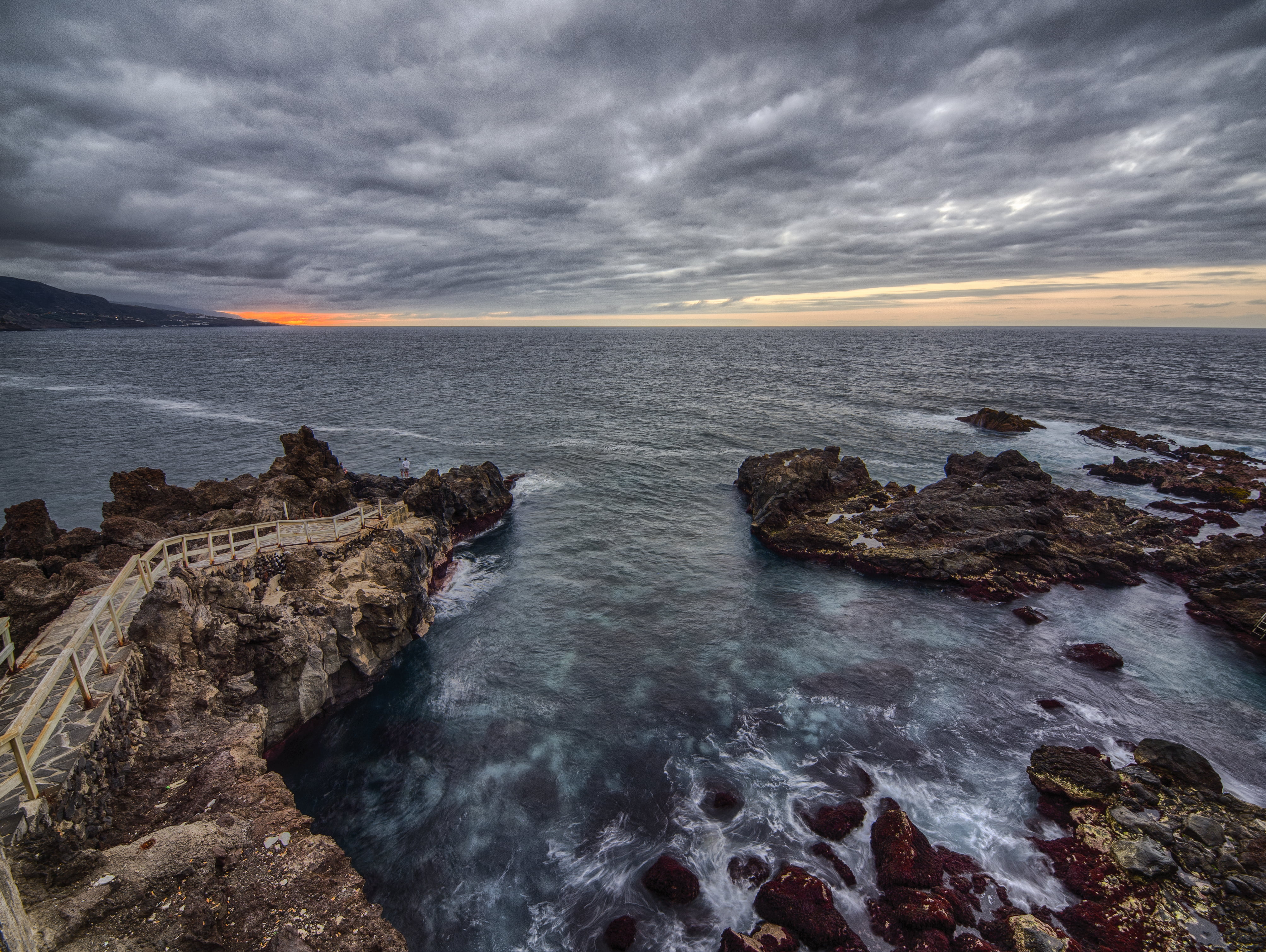 Tenerife, España, rocks, sunset, side, scenics, cloud - Sky, Olympus  E-5, on side, Punta Brava, rock - Object, sea, landscape, HDR, beach, 4K, ZD, daytime, HD Wallpaper
