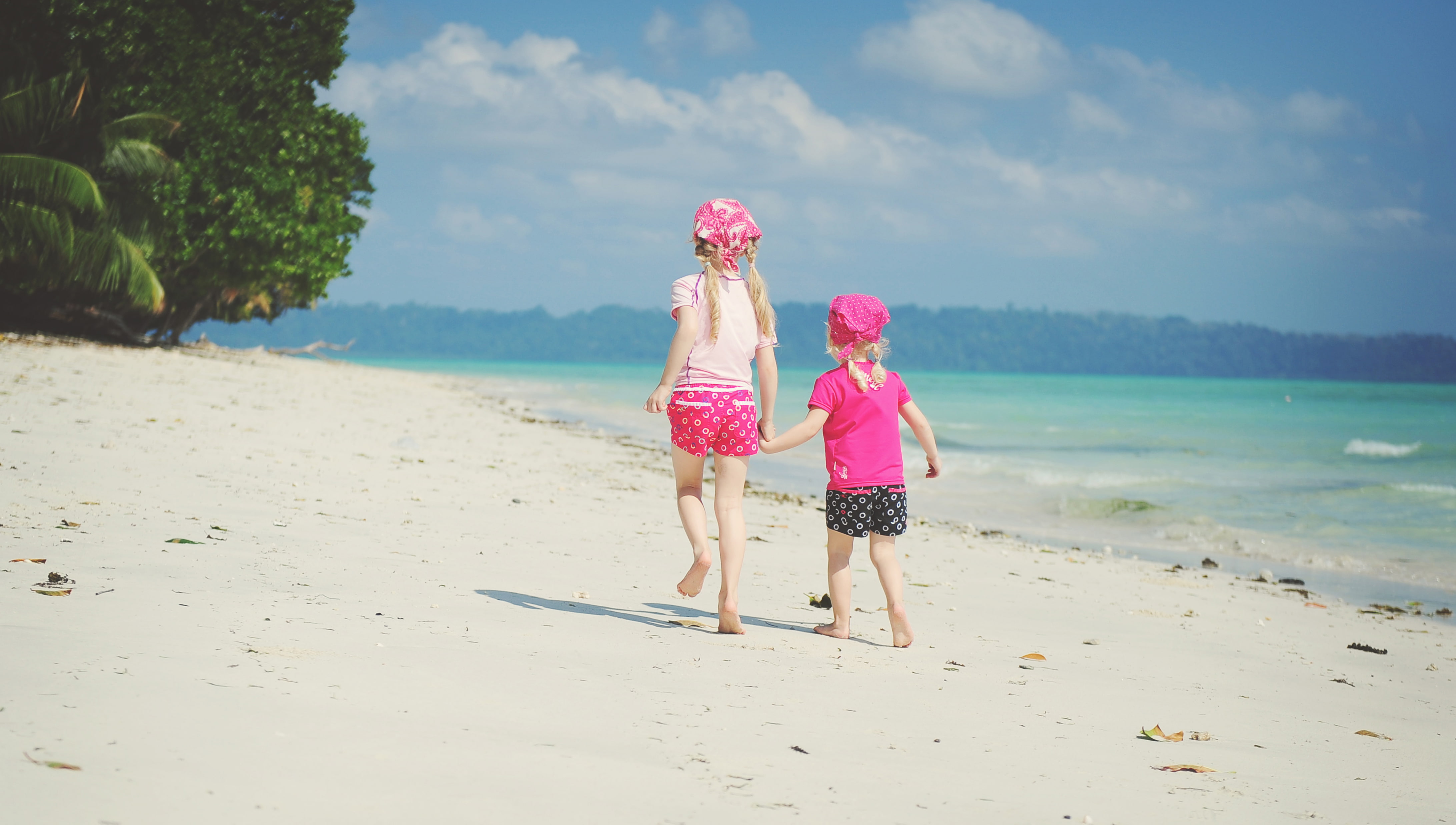 Beach, 4K, Cute kids, 4K, Andaman Islands, HD Wallpaper