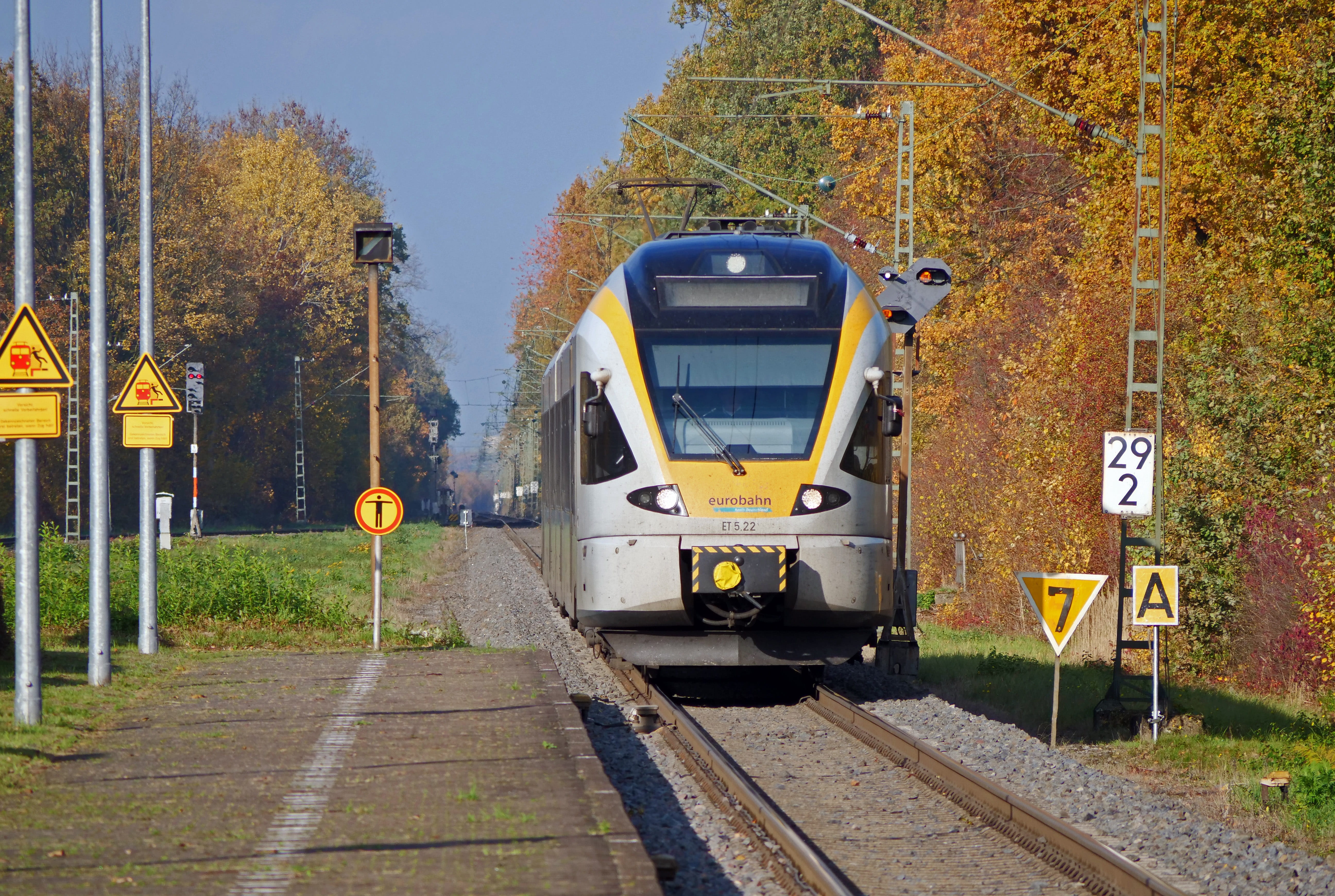 electric locomotive, the way forward, tree, stadler, railway station, transportation, railcar, signals, public transportation, gateway, outdoors, route construction site, HD Wallpaper