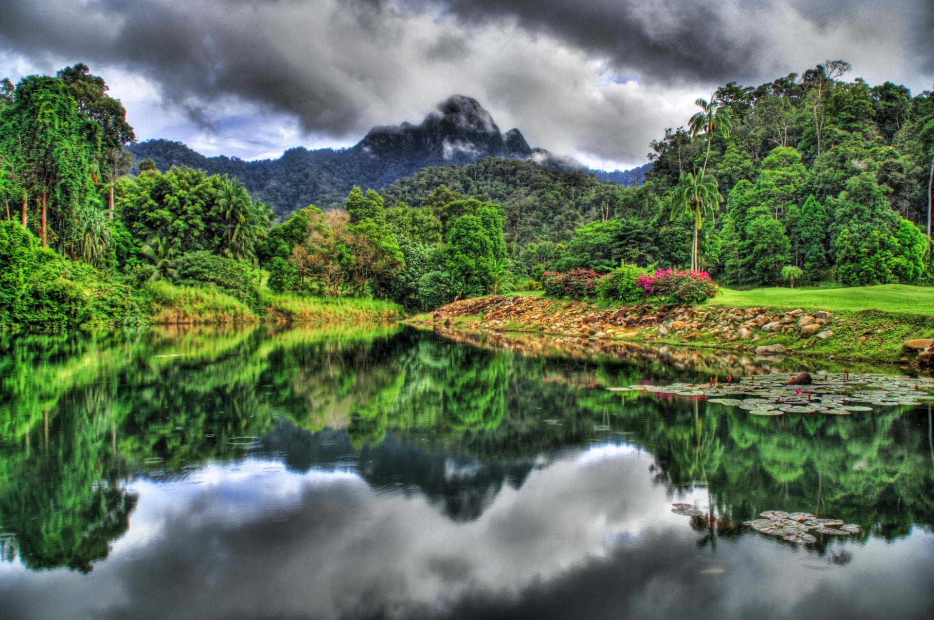 Fog, sky, beauty in nature, forest, tranquil scene, Reflection, water, land, reflection lake, no people, Langkawi Island, mountain, scenics - nature, Earth, HD Wallpaper