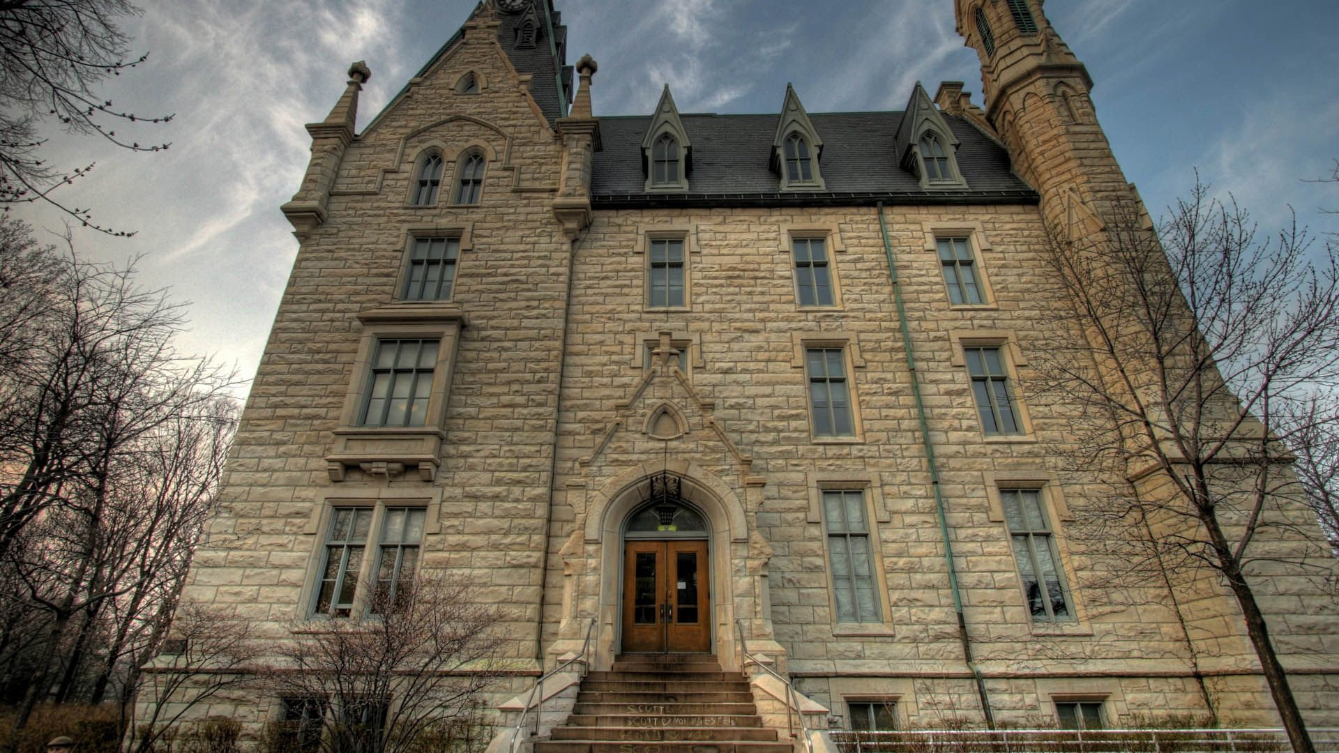 hall, university, dark, hdr, gothic, 1080P, hd, northwestern, HD Wallpaper