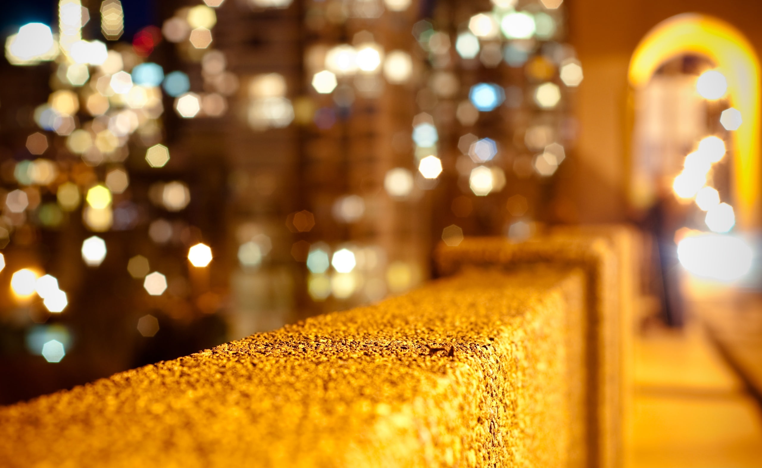 2K, lens flare, City, Bokeh, preparation, brown, indoors, luxury, night, no people, defocused, focus on foreground, shiny, concrete, glowing, yellow, christmas, HD Wallpaper
