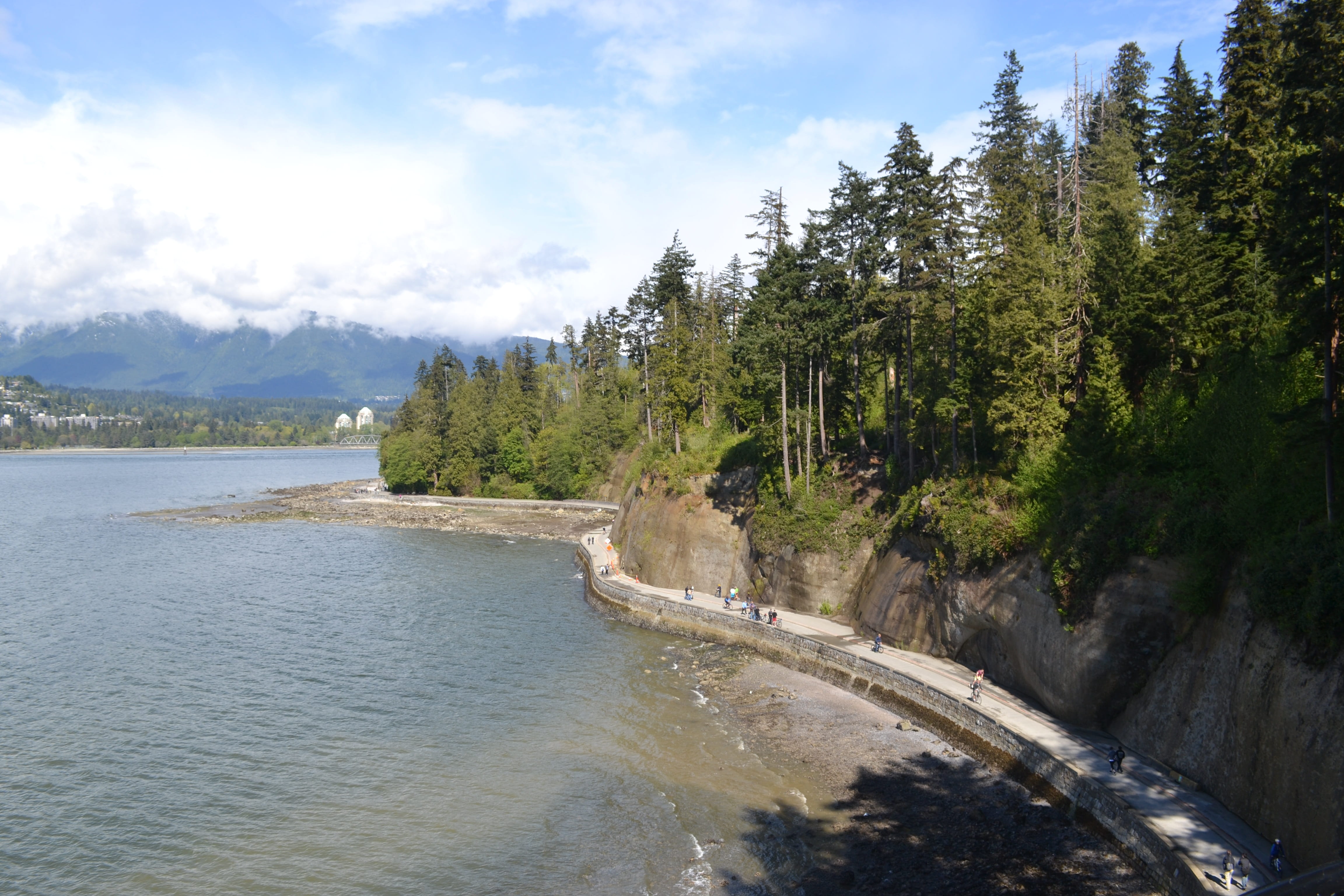Vancouver, flowing, flowing water, outdoors, 4K, tree, plant, beauty in nature, cloud - sky, Stanley Park, power in nature, scenics, Canada, no people, HD Wallpaper