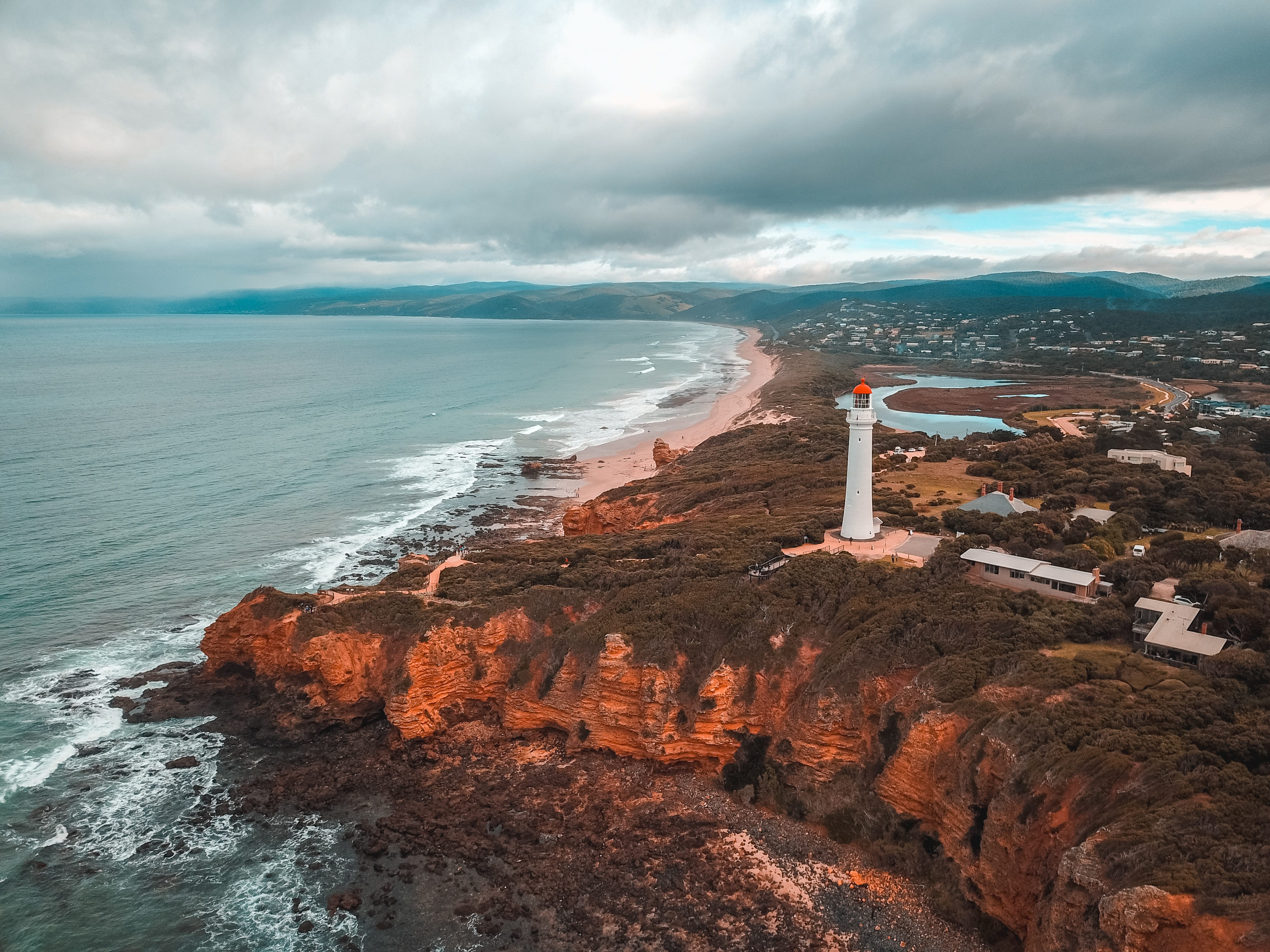water, tower, mountain, high angle view, cloud - sky, cliff, horizon over water, ocean, rock - object, beach, land, travel, sky, landscape, sea, light, HD Wallpaper