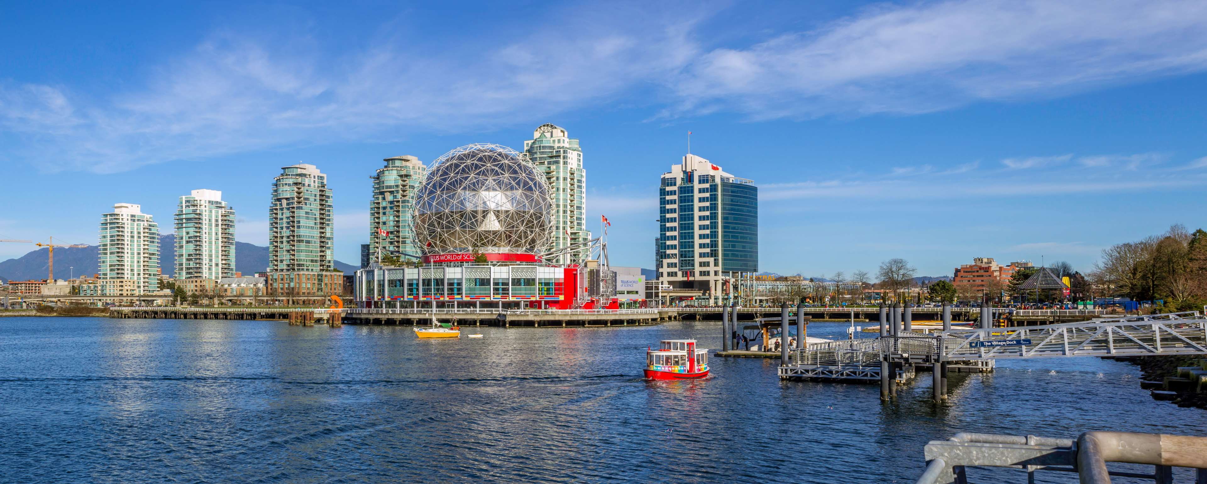blue, outdoors, inlet, scenic, harbor, british columbia, cityscape, canada, no people, athletes village, building exterior, city, transportation, building, HD Wallpaper