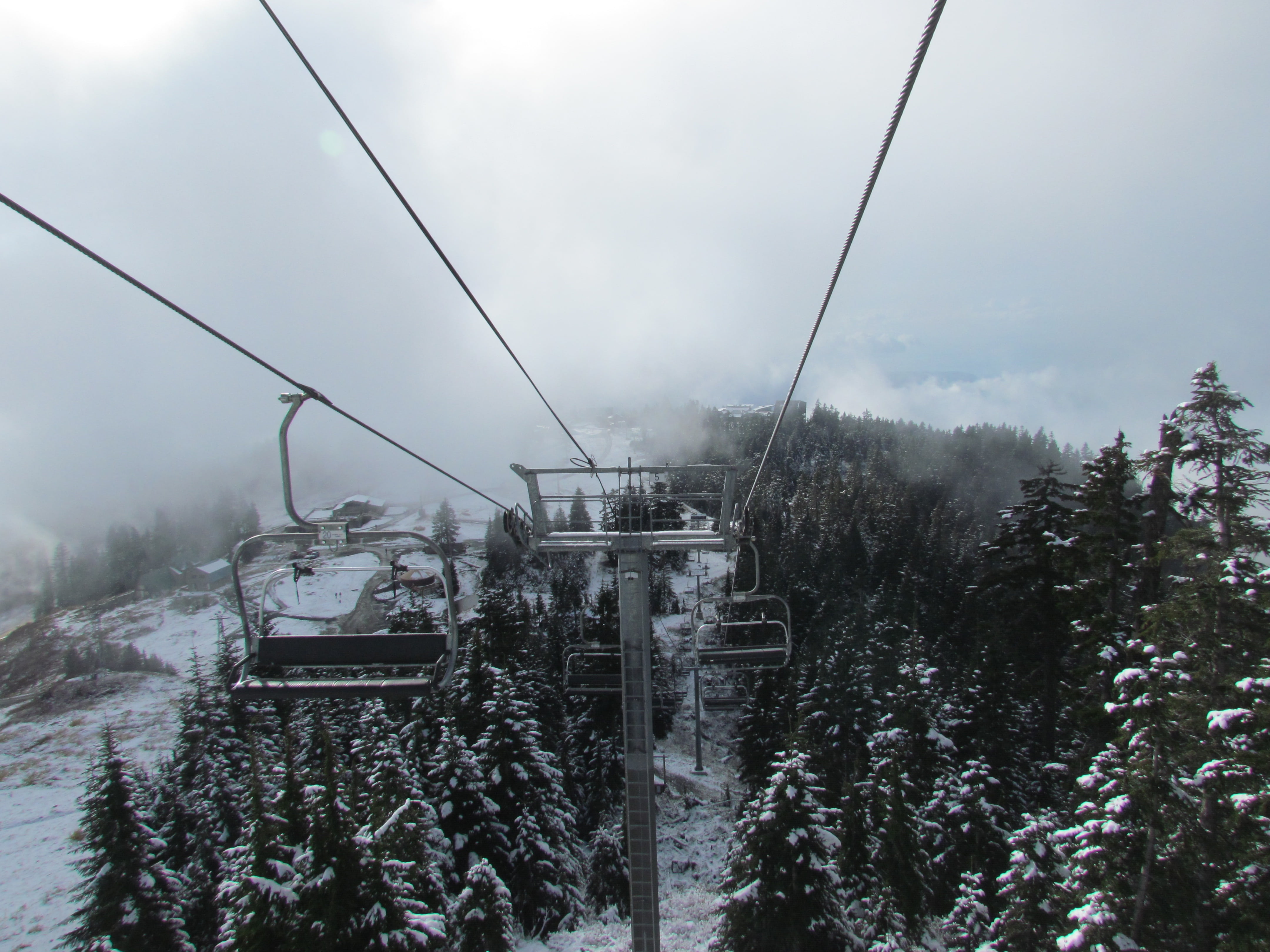 fog, land, day, landscape, forest, transportation, 4K, vancouver, canada, cable, mountain, overhead cable car, land vehicle, no people, grouse mountain, HD Wallpaper