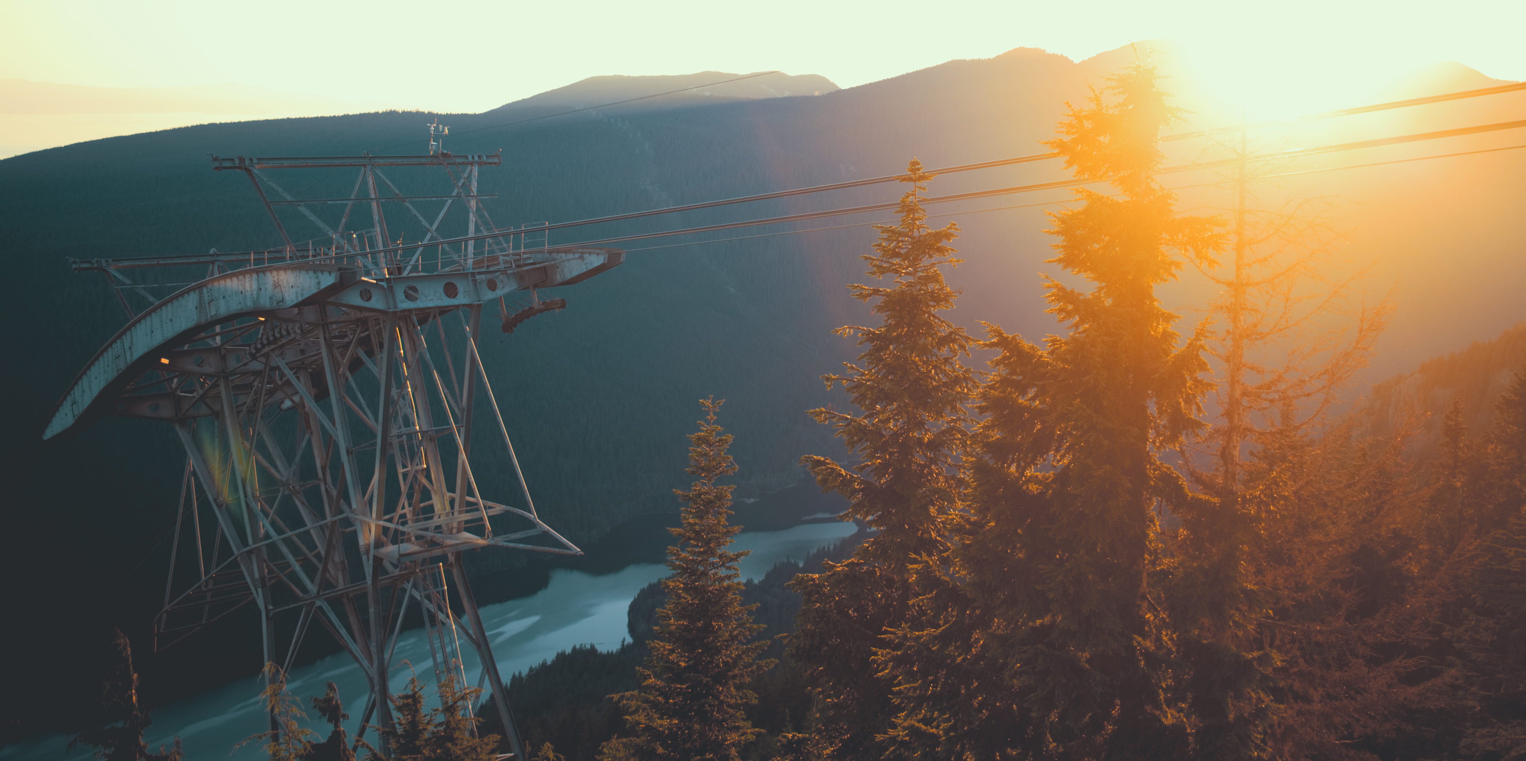 sun, mountains, no people, scenery, beauty in nature, nature, mountain, canada, day, grouse mountain, mode of transportation, sky, transportation, lake, HD Wallpaper