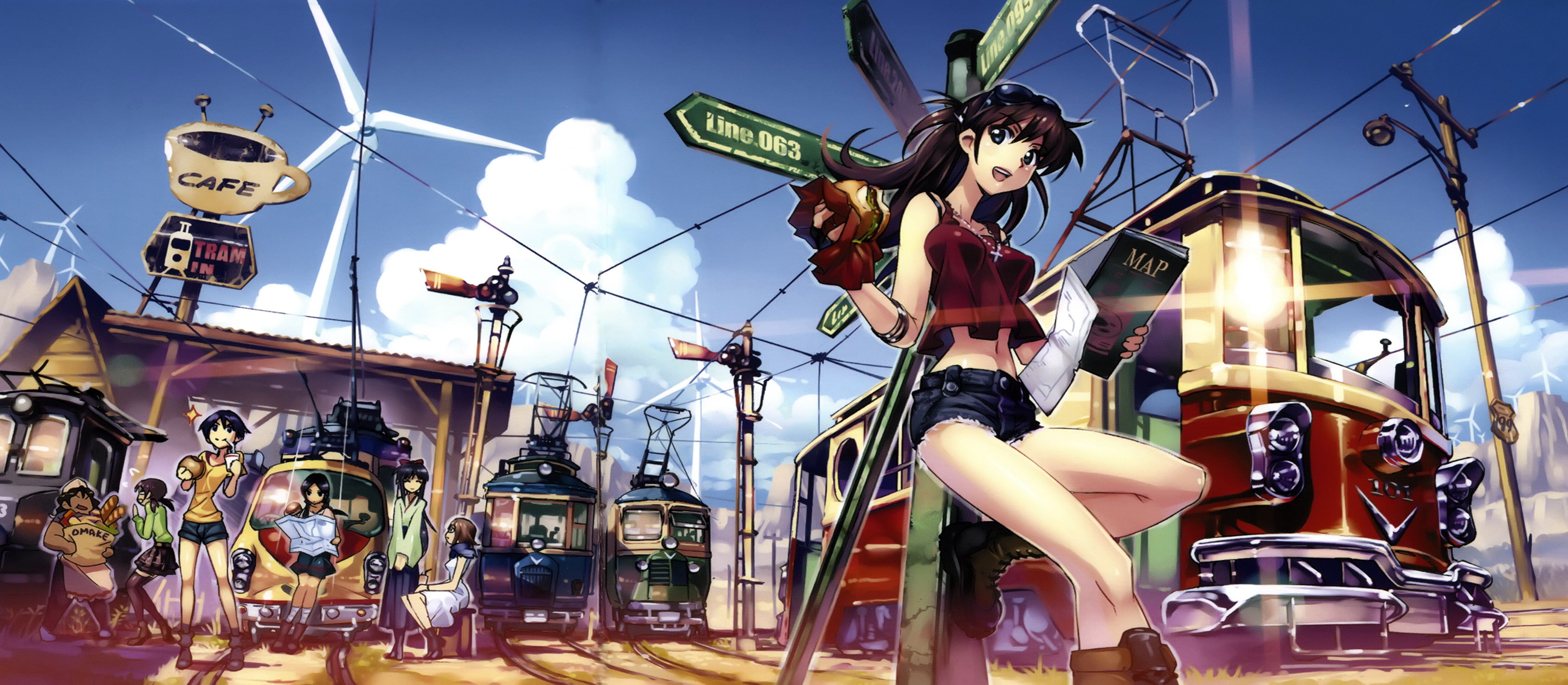 trolley, cafes, anime, 2K, HD Wallpaper