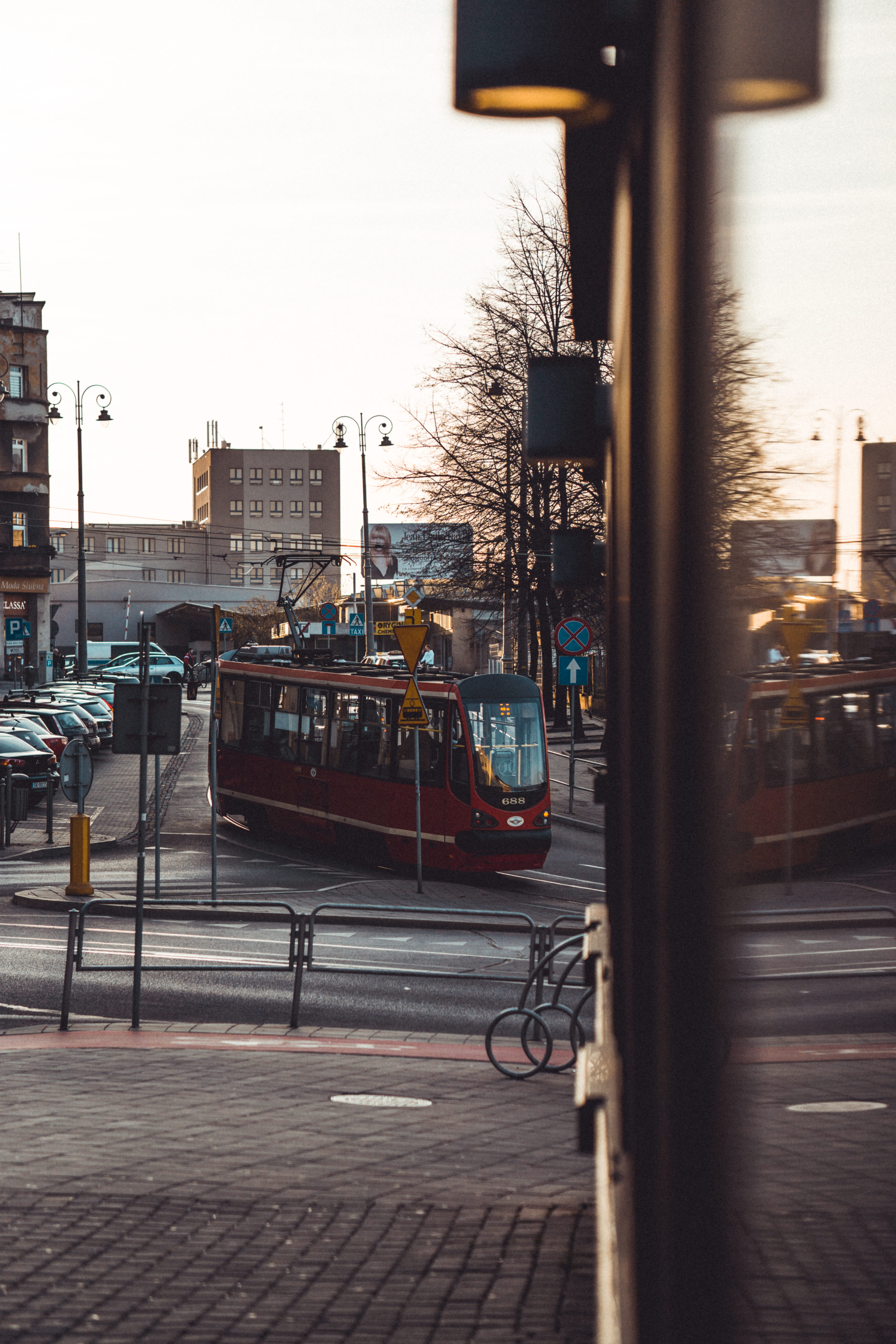 urban, city, tram, bike, land vehicle, nature, sidewalk, public transportation, building exterior, bicycle, automobile, vehicle, track, mode of transportation, Phone HD Wallpaper