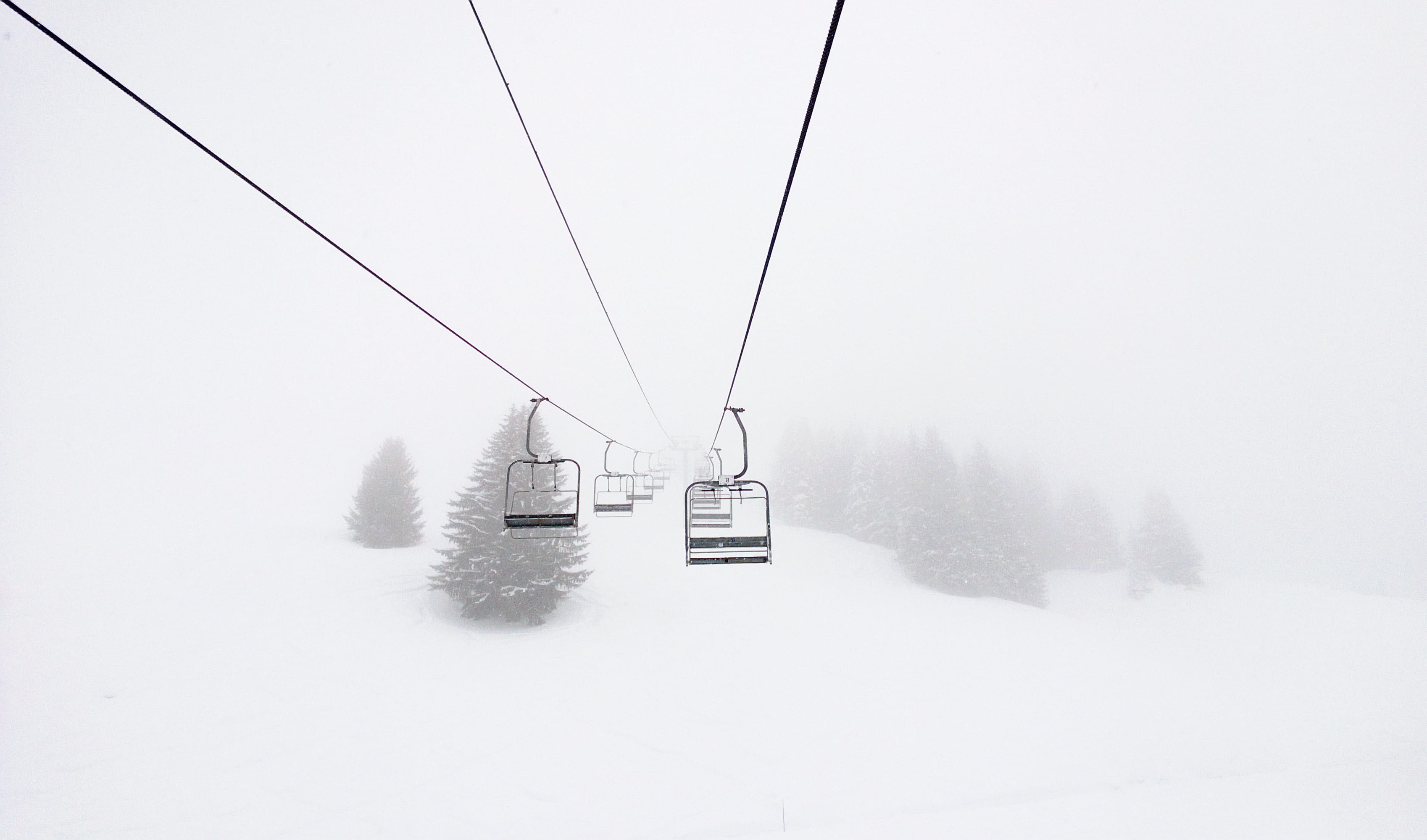 transportation, 2K, snow, extreme weather, nature, winter, skiing, black, chairlift, cable car, cars, cold - Temperature, ice, cold temperature, weather, HD Wallpaper